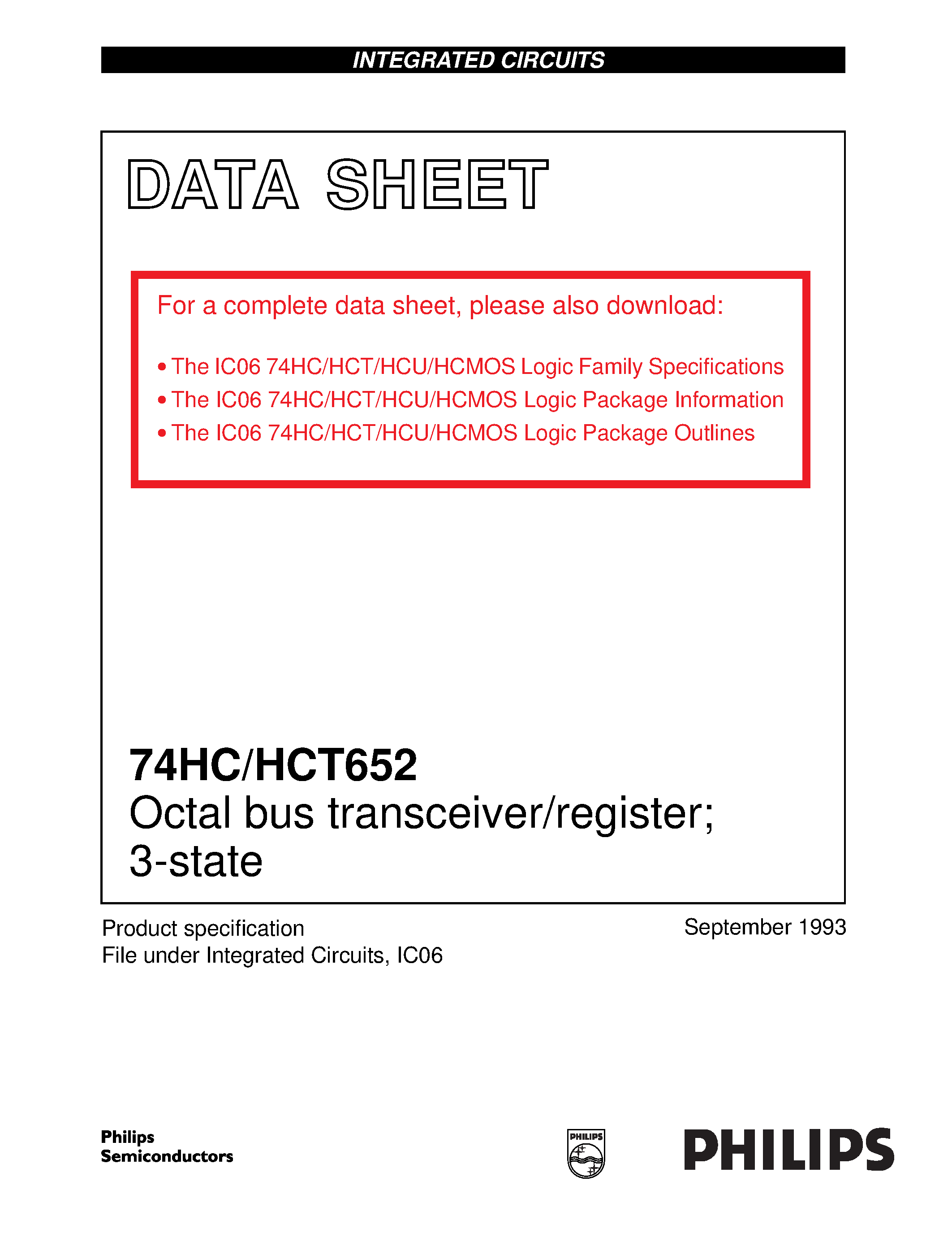 Даташит 74HCT652D - Octal bus transceiver/register; 3-state страница 1