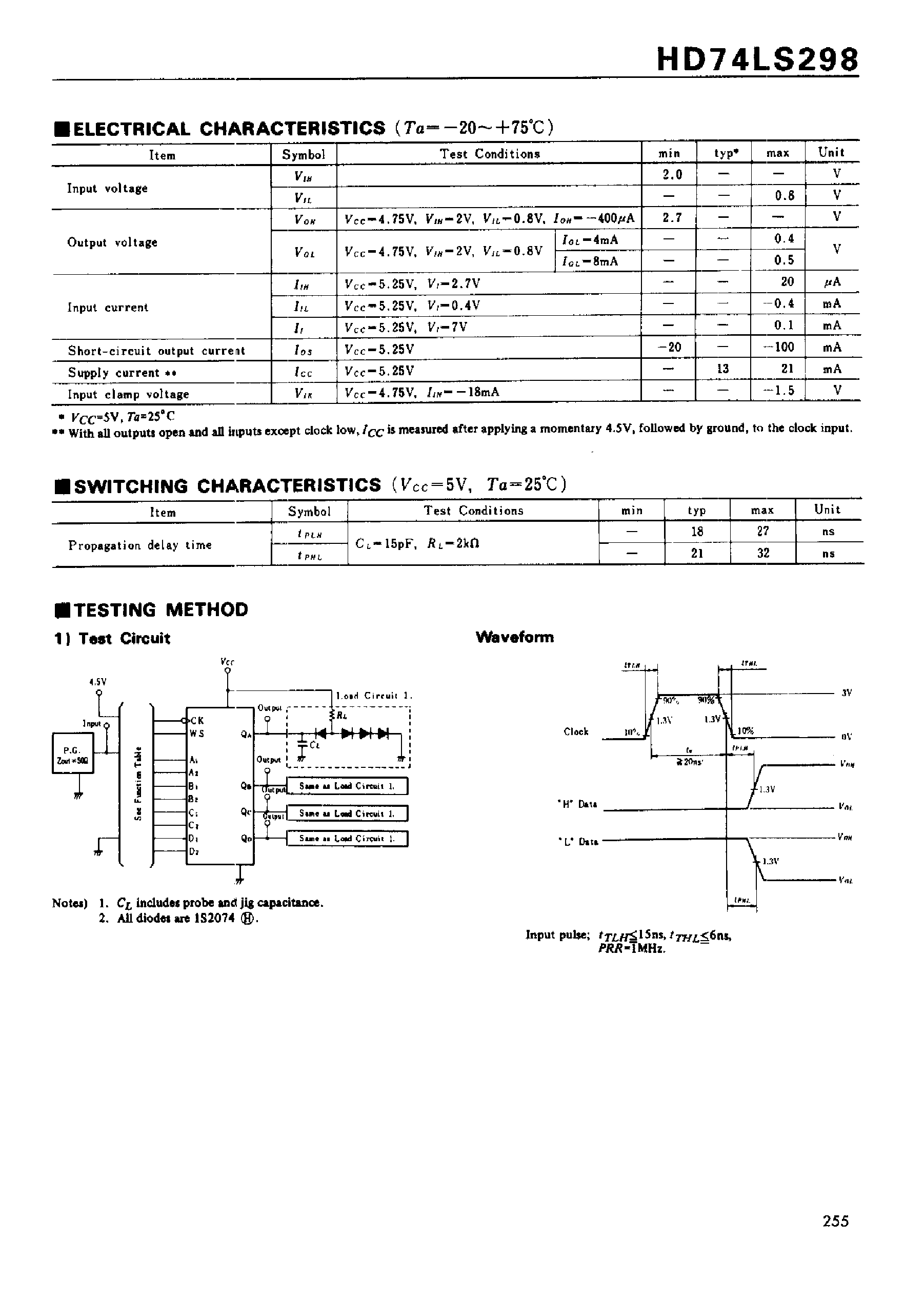 Datasheet 74LS298 page 2 Datasheet 74LS298 - Quadruple 2-input Multiplexers(with storage) page 2