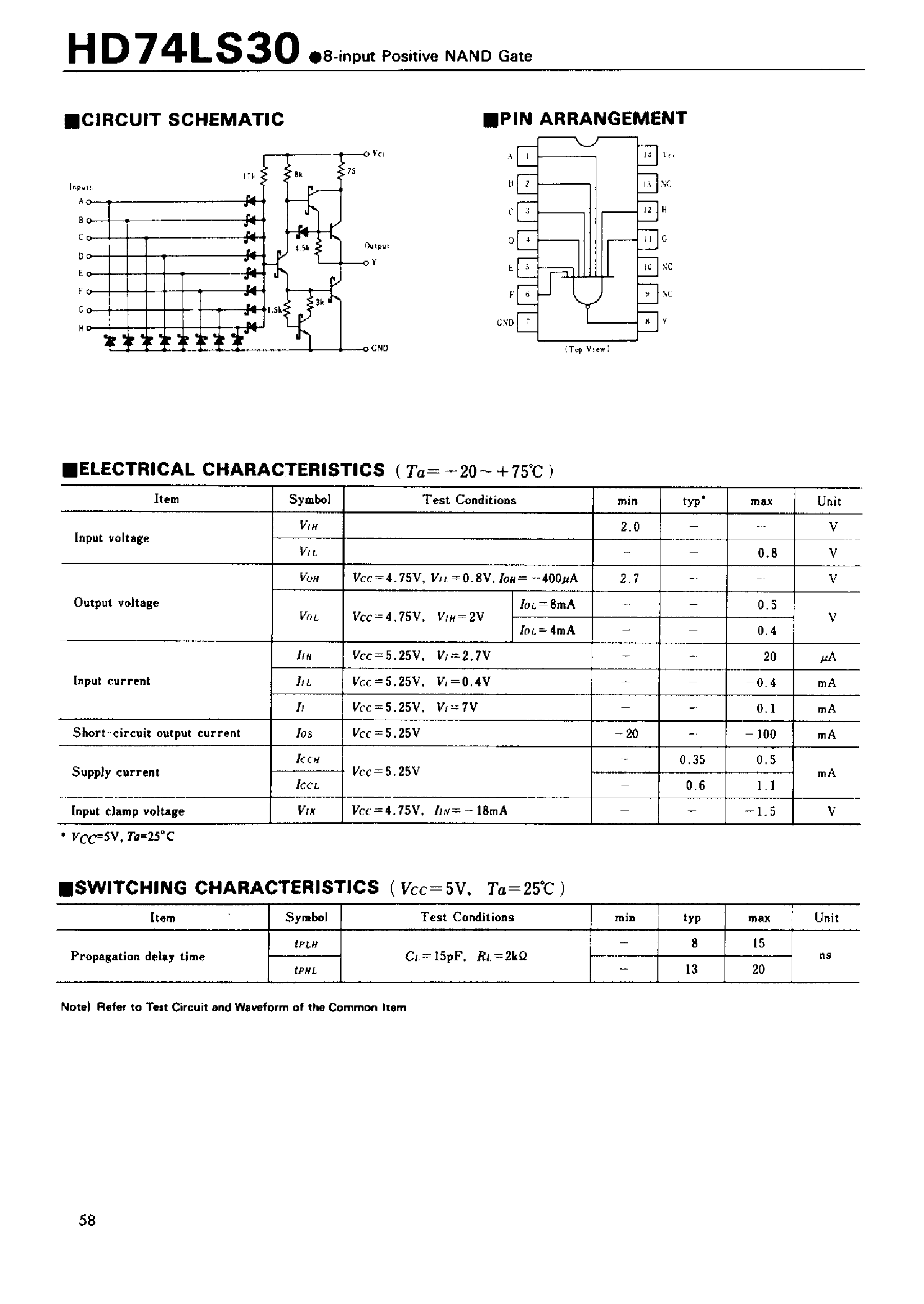 Даташит на микросхему 74LS30 страница 1 Даташит 74LS30 - 8-input Positive NAND Gate страница 1