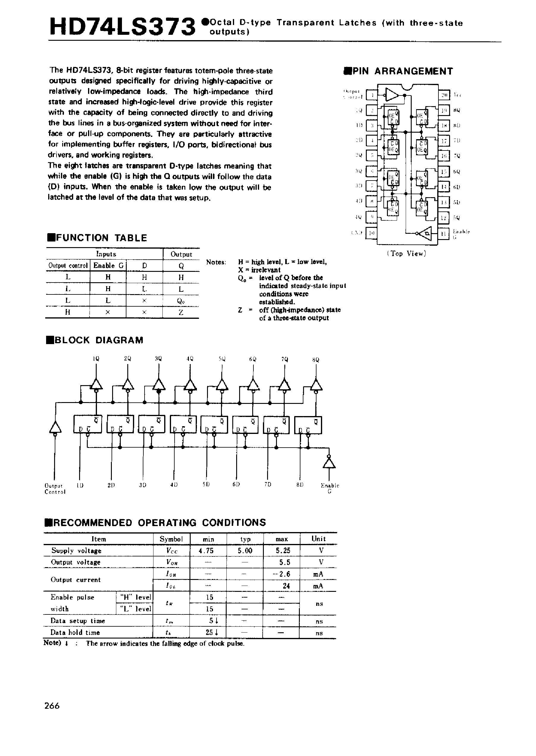 Даташит 74LS373 - Octal D-type Transparent Latches(with three-state outputs) страница 1