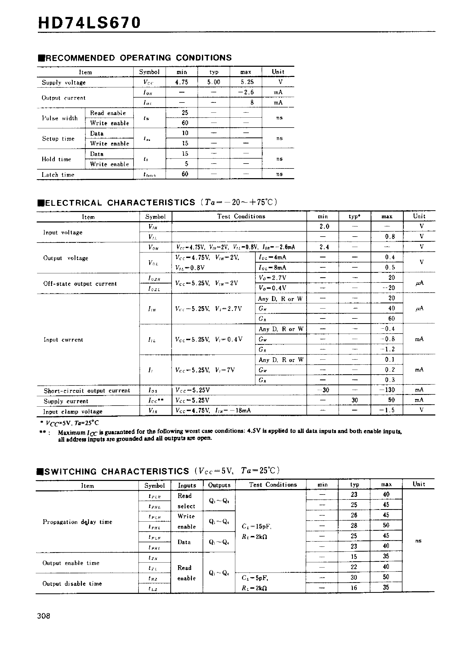 Datasheet 74LS670 - 4-by-4 Register File(with three-state outputs) page 2