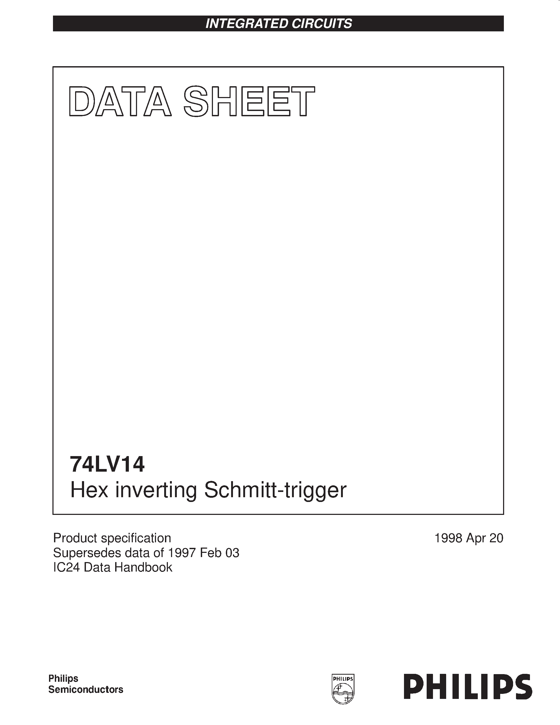 Даташит 74LV14 - Hex inverting Schmitt-trigger страница 1