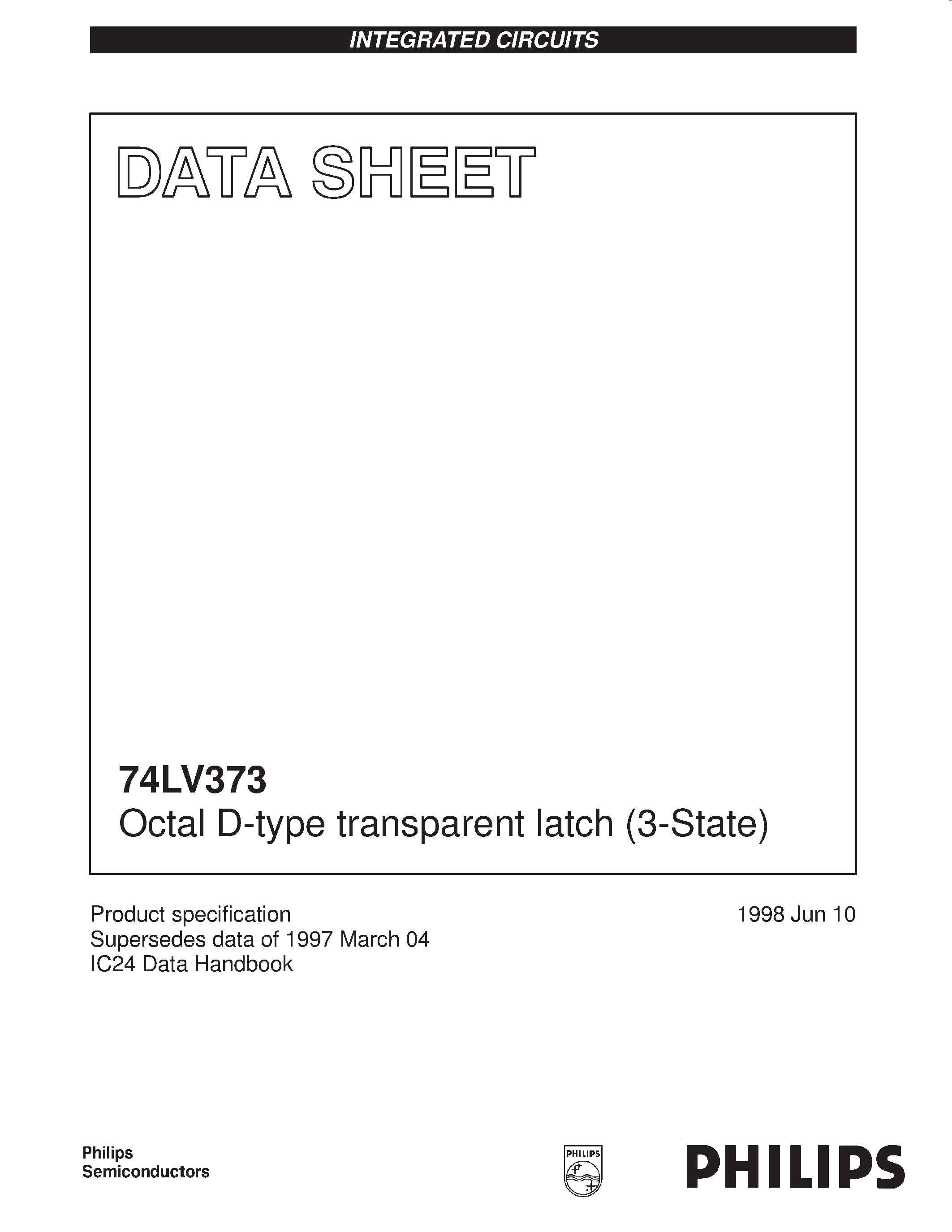 Даташит 74LV373 - Octal D-type transparent latch 3-State страница 1