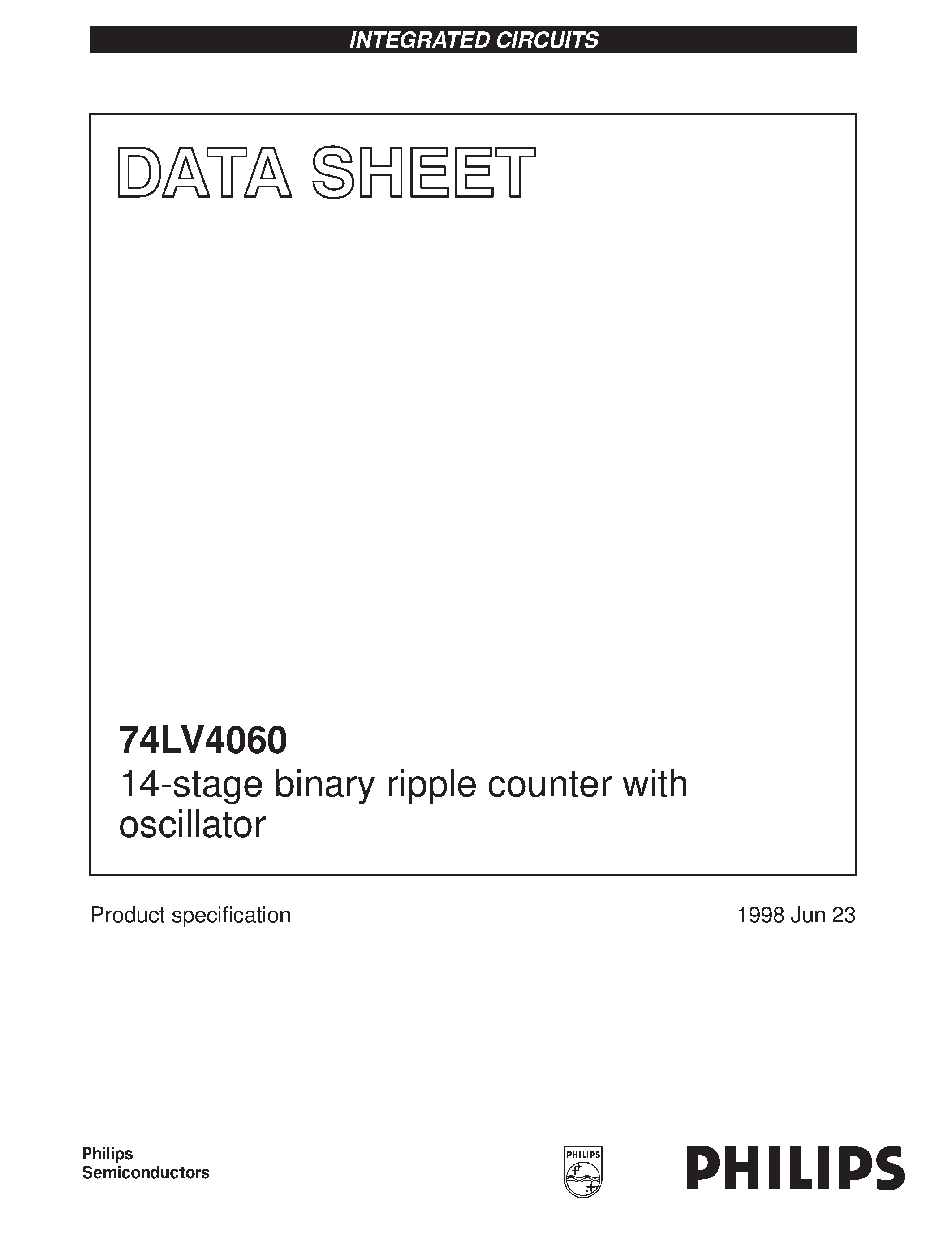 Datasheet 74LV4060 - 14-stage binary ripple counter with oscillator page 1