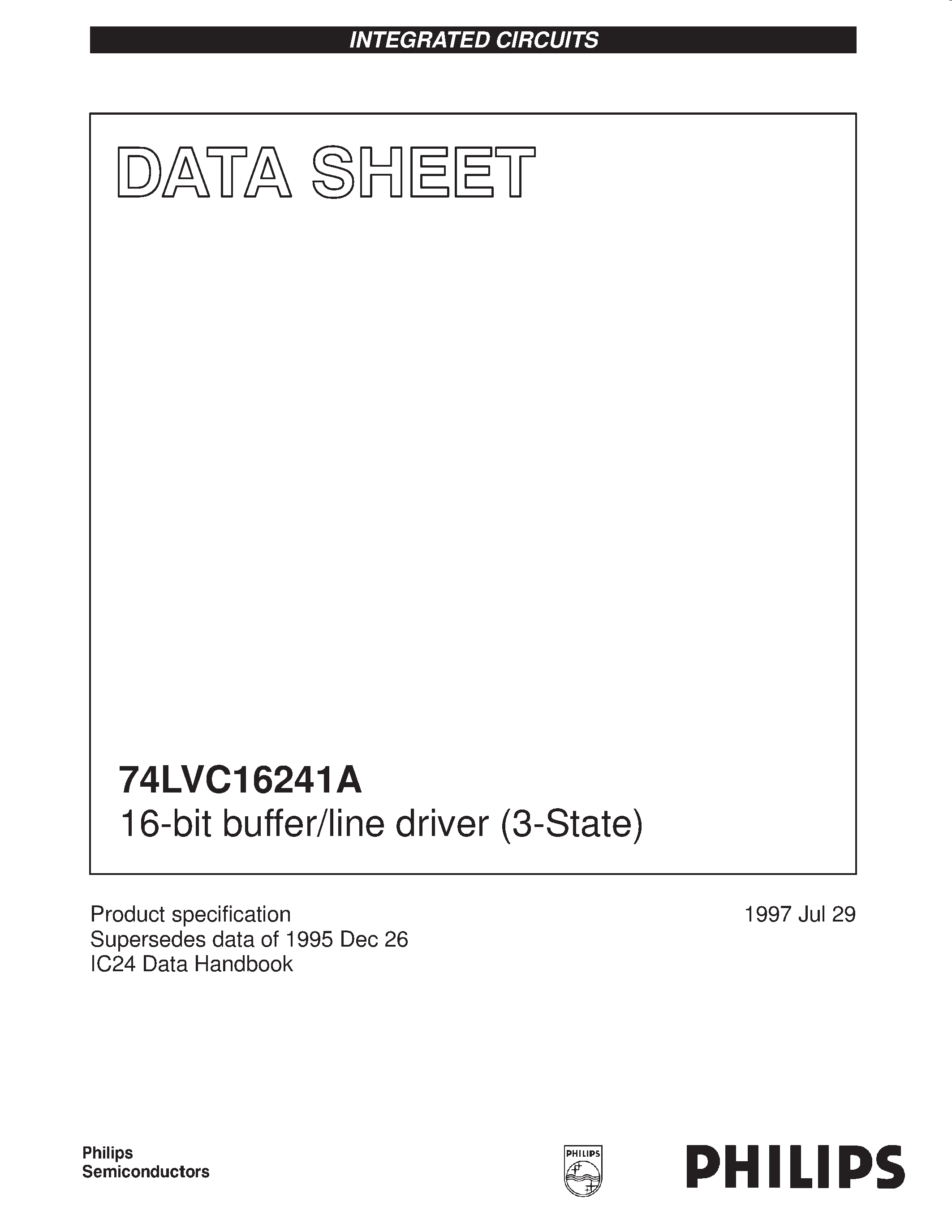 Даташит 74LVC16241A - 16-bit buffer/line driver 3-State страница 1