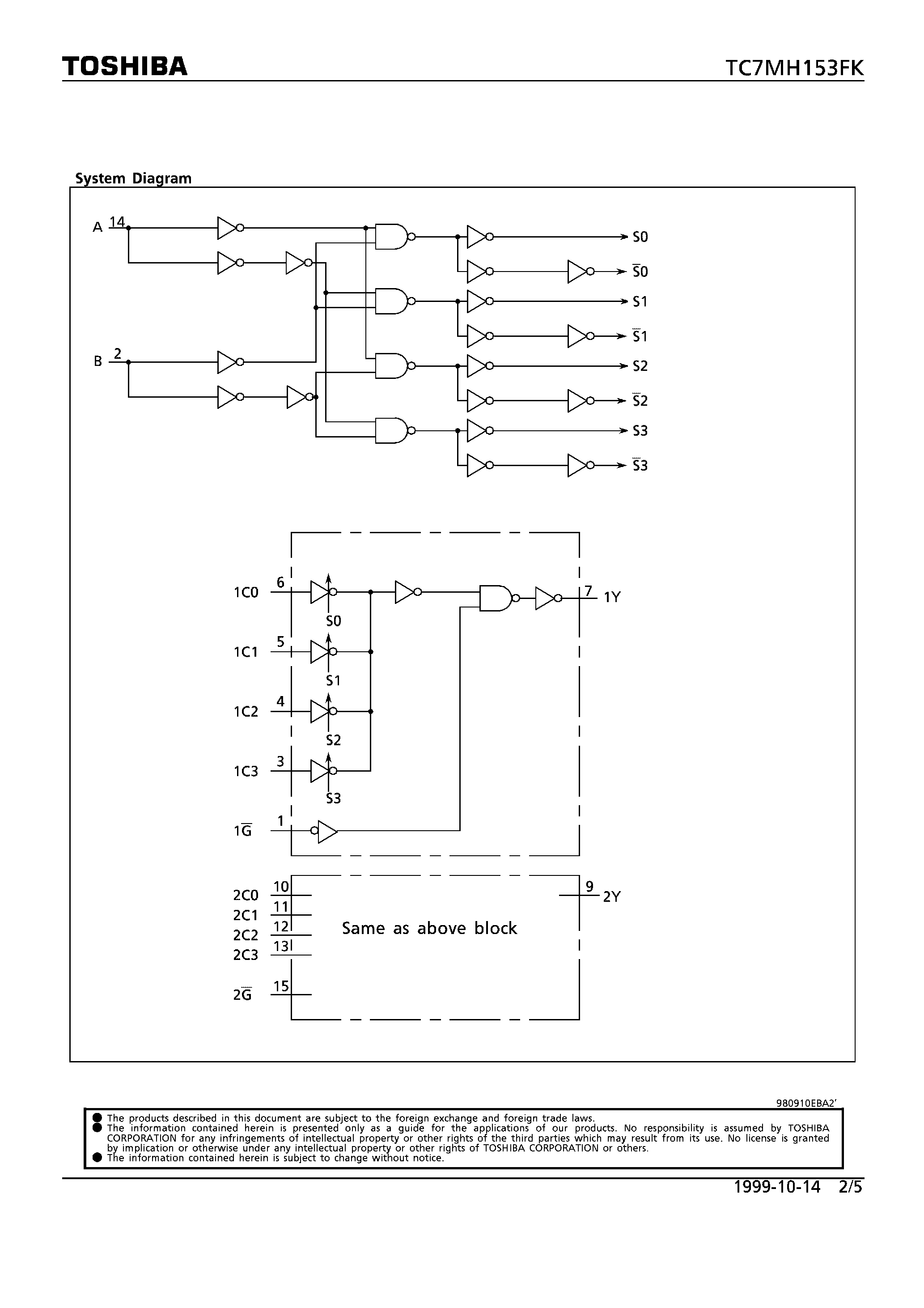 Datasheet TC7MH153FK - DUAL 4-CHANNEL MULTIPLEXER page 2