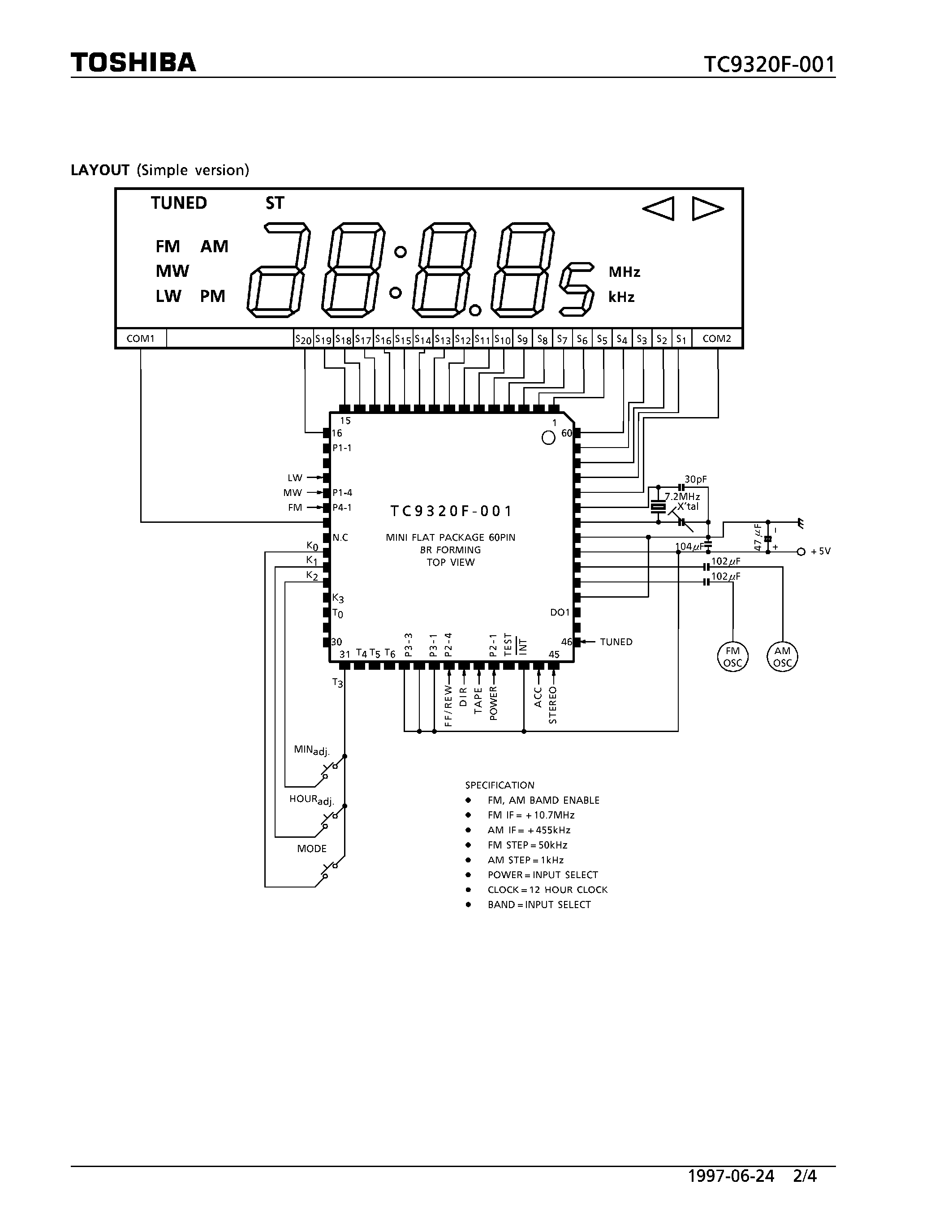 Datasheet TC9320F-001 - DDTS-1:DIGITAL TUNER SYSTEM page 2