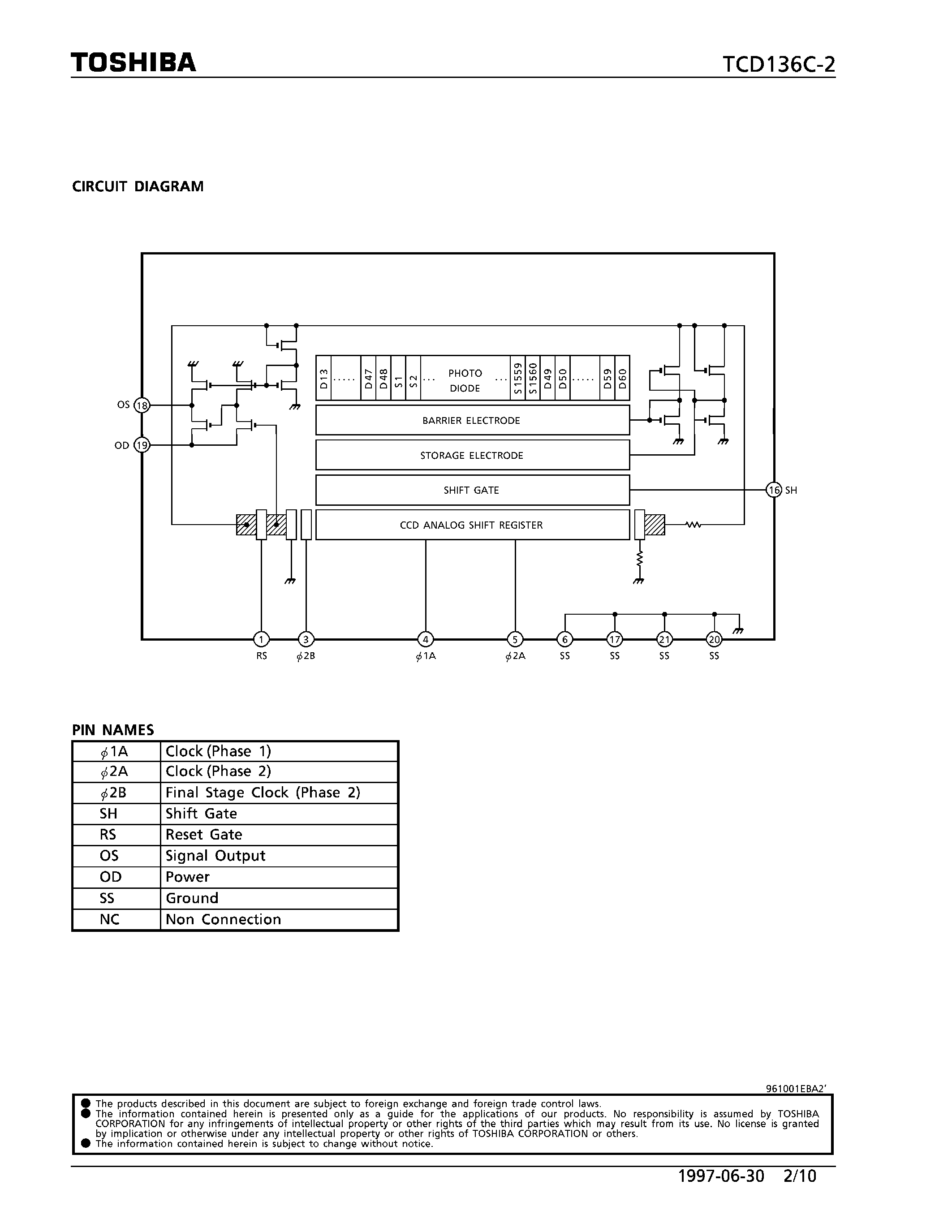 Datasheet TCD136C-2 - CCD LINEAR IMAGE SENSOR page 2