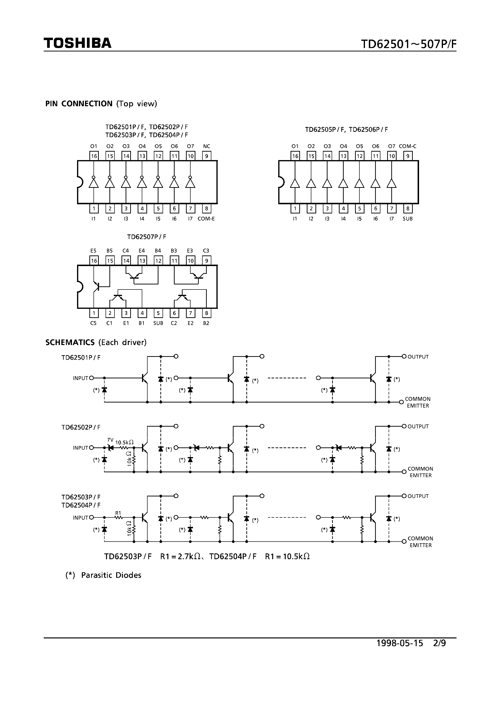 Даташит на микросхему TD62501P страница 2 Даташит TD62501P - 7 SINGLE DRIVER страница 2