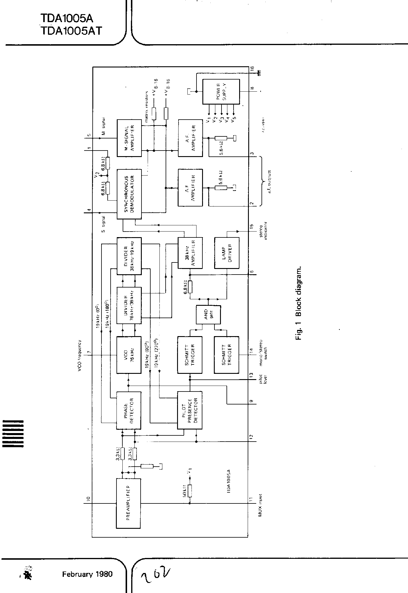 Datasheet TDA1005AT page 2 Datasheet TDA1005AT - FREQUENCY MULTIPLEX PLL STEREO DECODER page 2