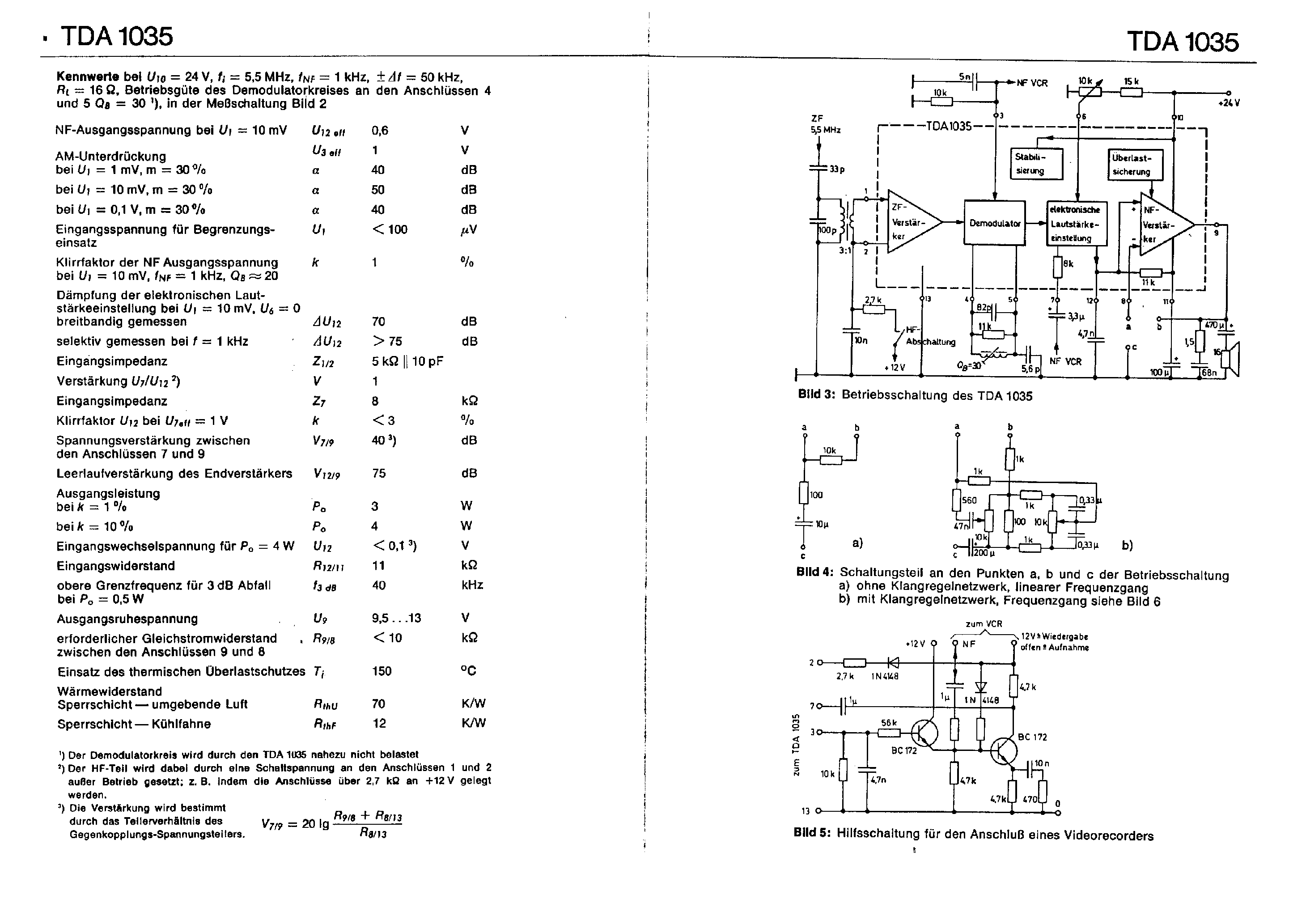 Даташит на микросхему TDA1035 страница 2 Даташит TDA1035 - Tonkanaischaltung fur Fernsehempfanger страница 2