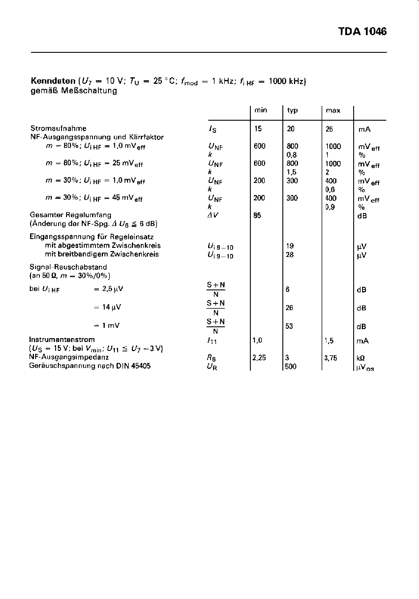 Datasheet TDA1046 page 2 Datasheet TDA1046 - AM-Empfangerschaltung mit Demodulator page 2