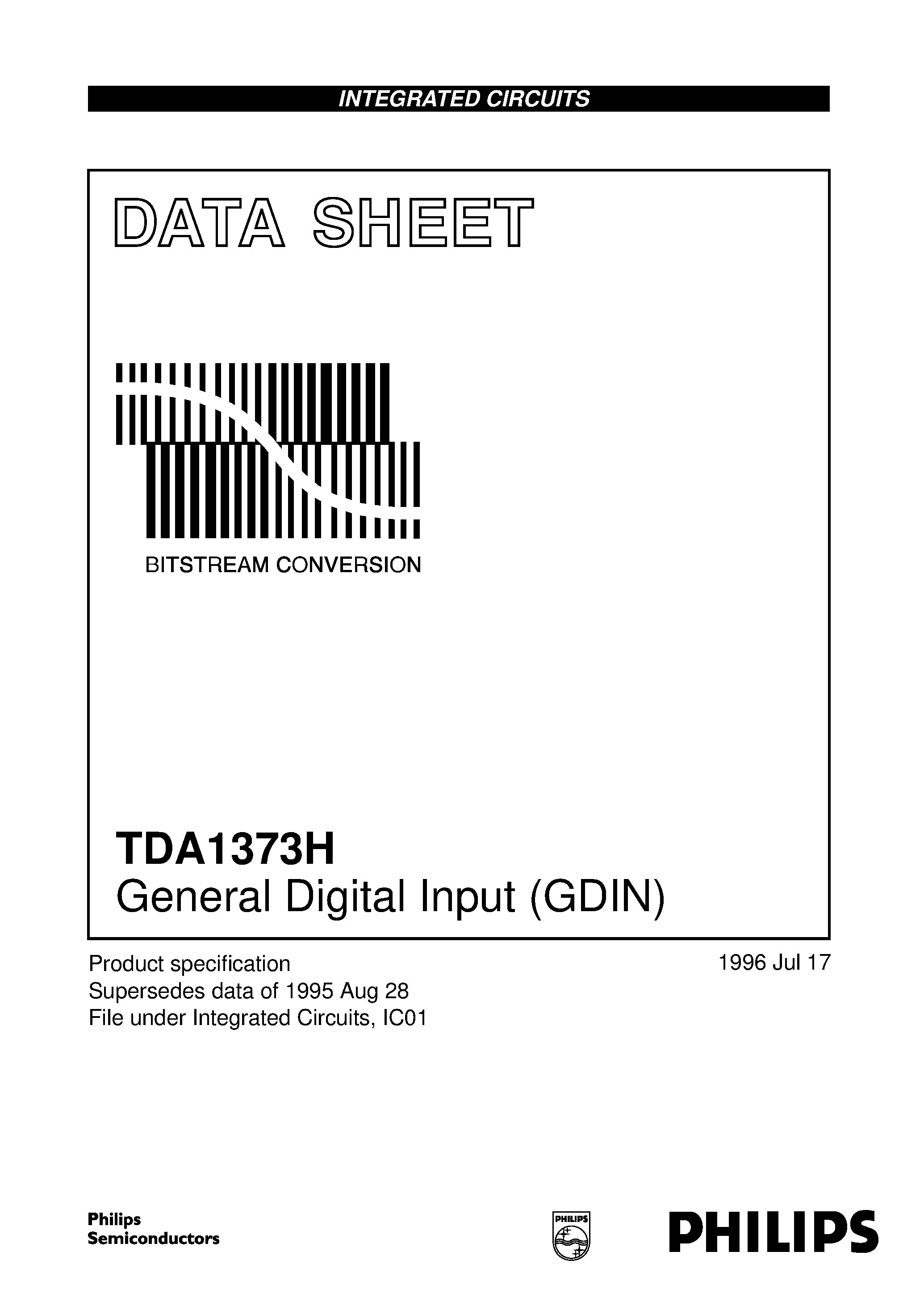 Даташит TDA1373H - General Digital Input GDIN страница 1
