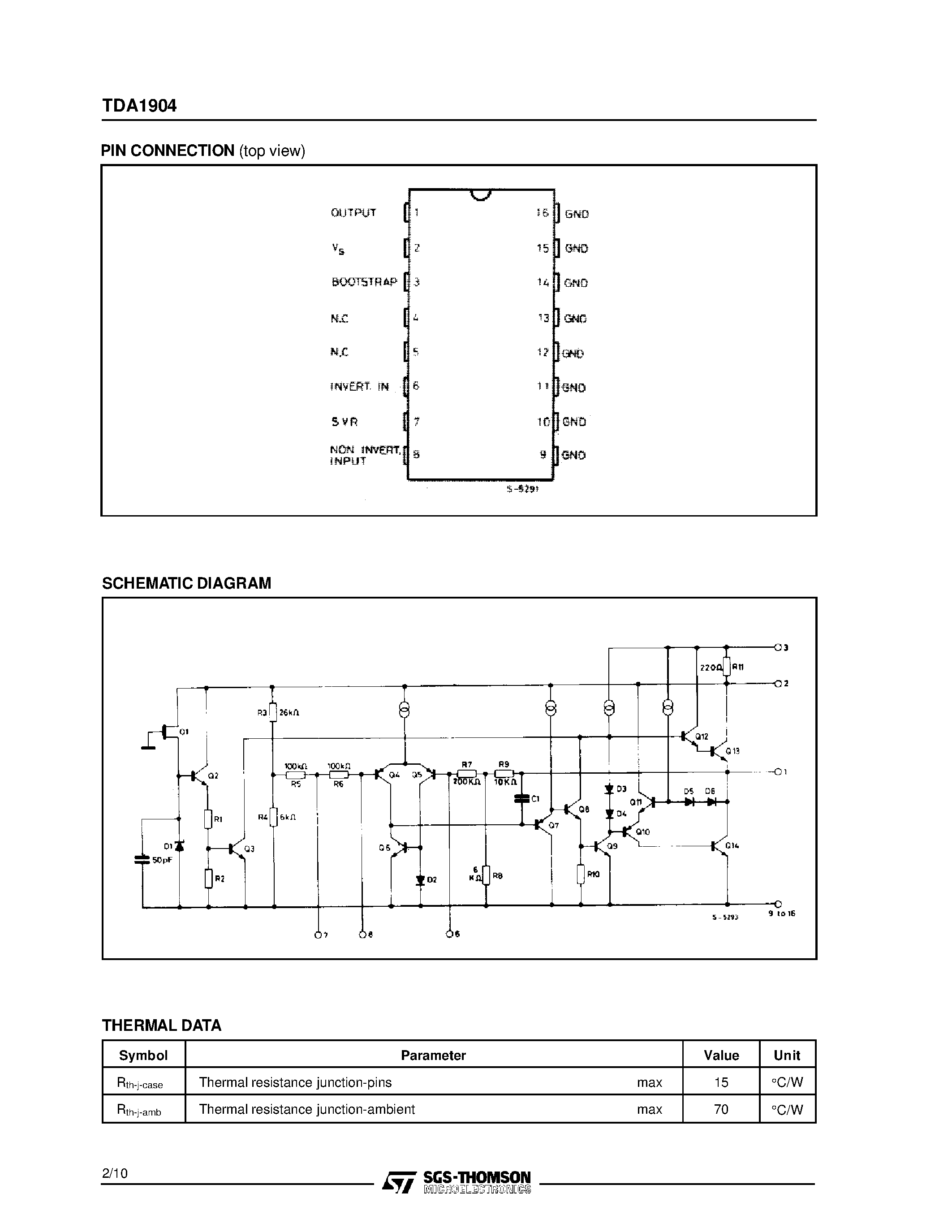 Даташит на микросхему TDA1904 страница 2 Даташит TDA1904 - 4WAUDIO AMPLIFIER страница 2