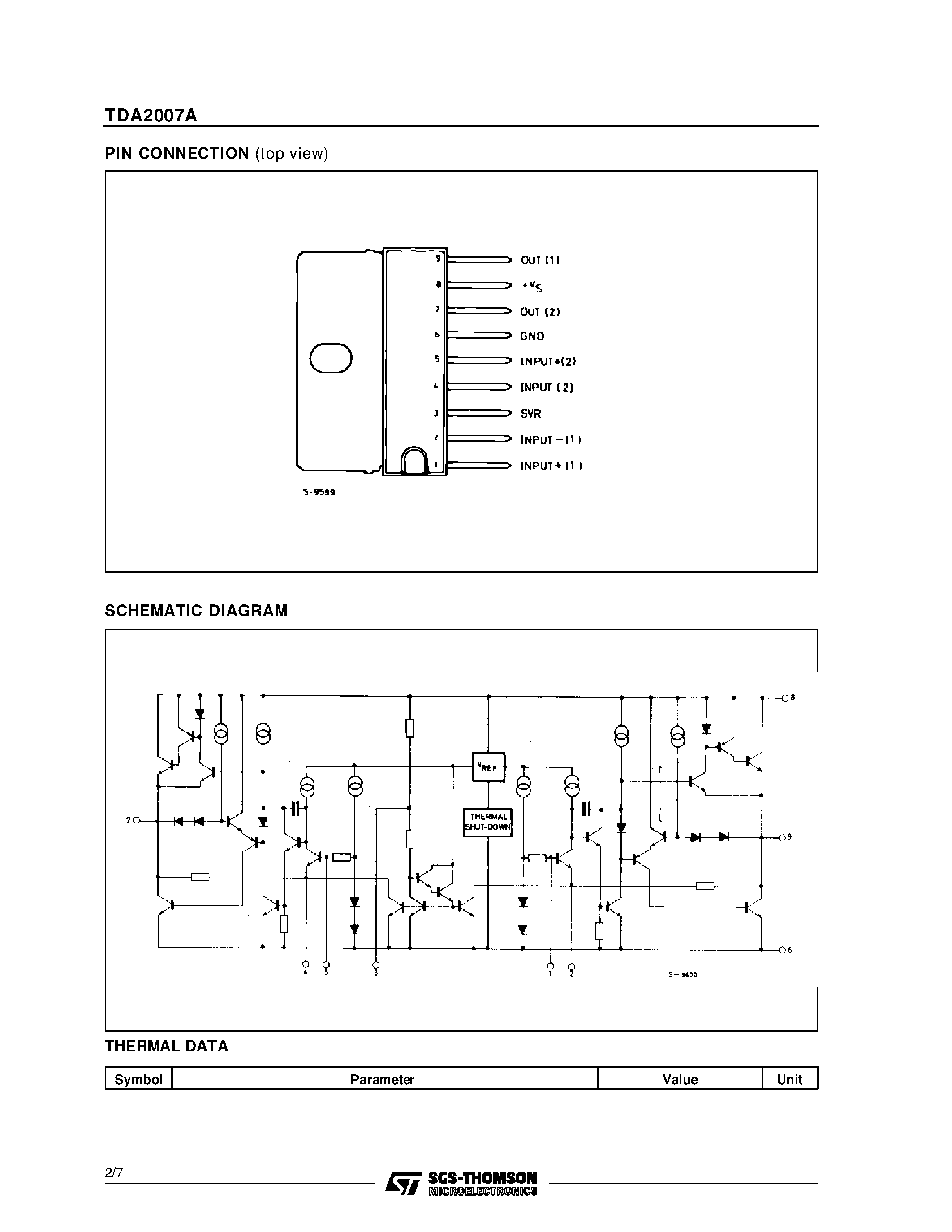 Datasheet TDA2007 - 6 + 6W STEREO AMPLIFIER page 2