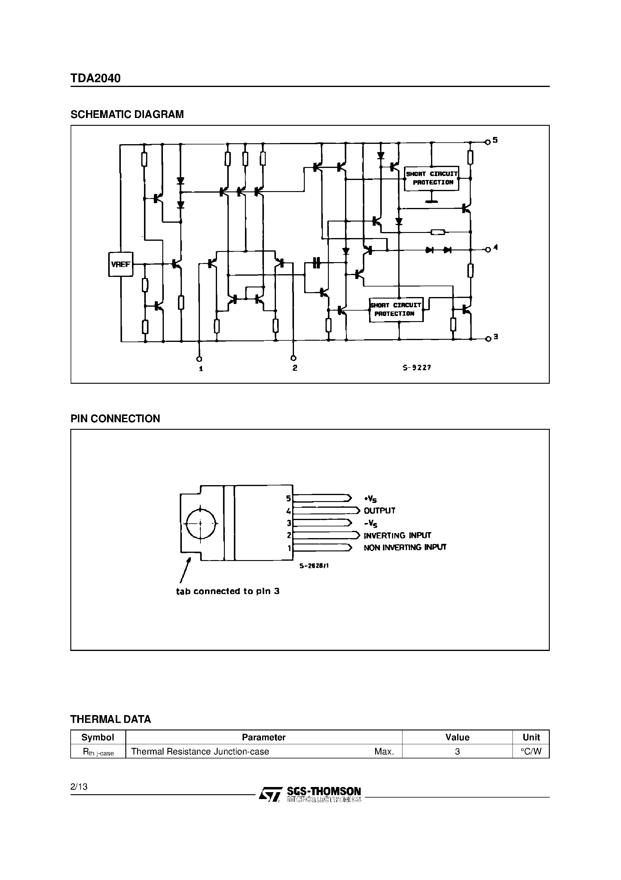 Даташит на микросхему TDA2040 страница 2 Даташит TDA2040 - 20W Hi-Fi AUDIO POWER AMPLIFIER страница 2