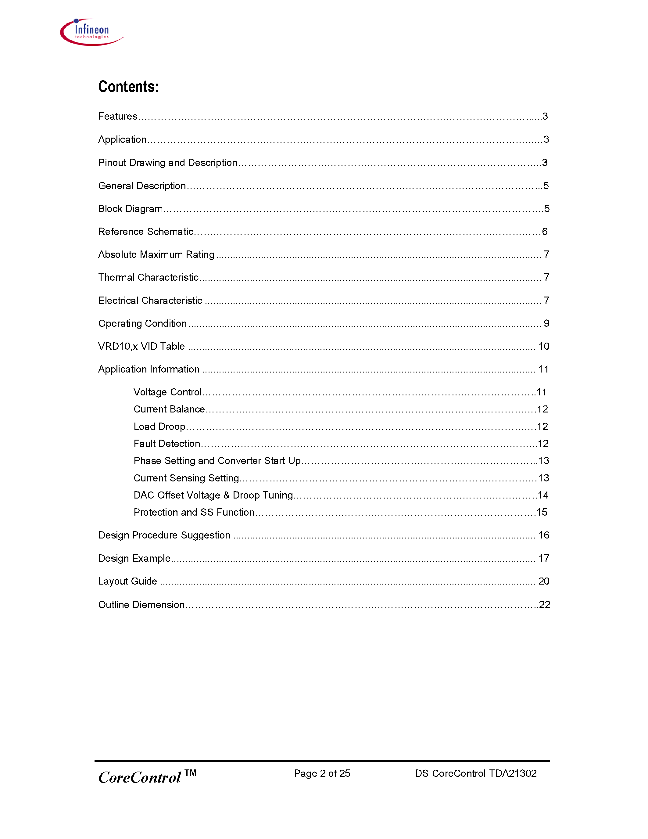 Datasheet TDA21302 - Multi-Phase PWM Controller for CPU Core Power Supply page 2