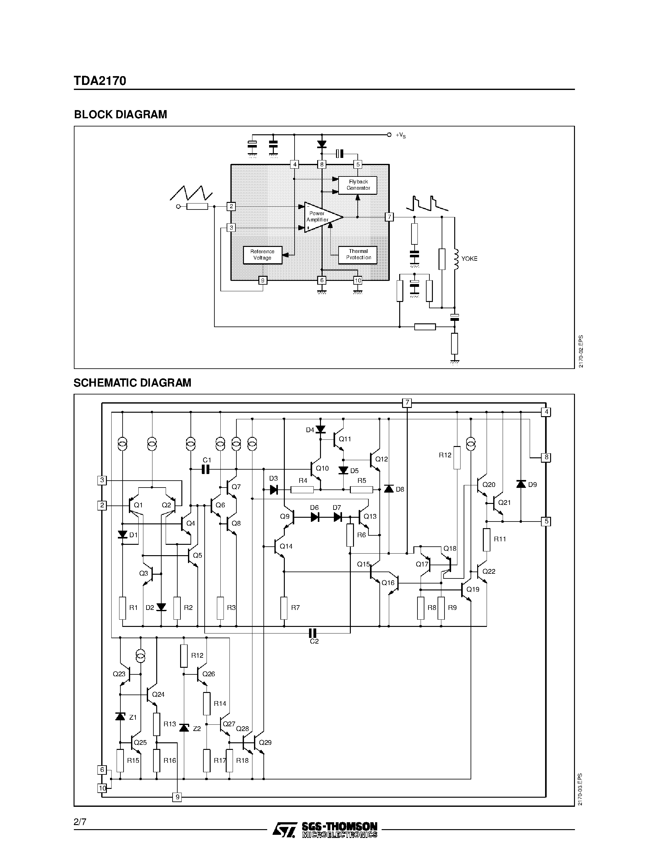 Datasheet TDA2170 - TV VERTICAL DEFLECTION OUTPUT CIRCUIT page 2