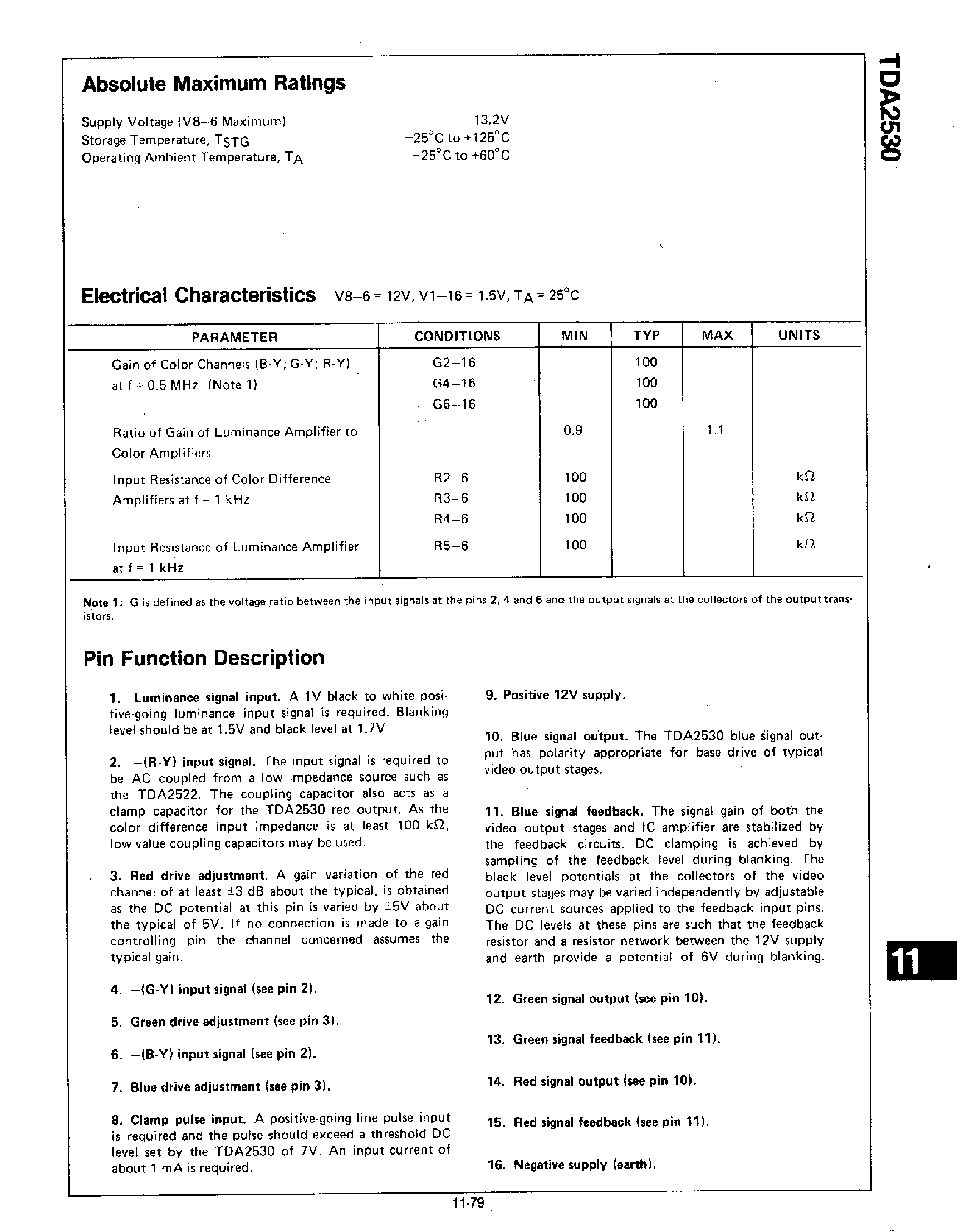 Datasheet TDA2530 - R G B MATRIX PREAMPLIFIER WITH CLAMPS page 2