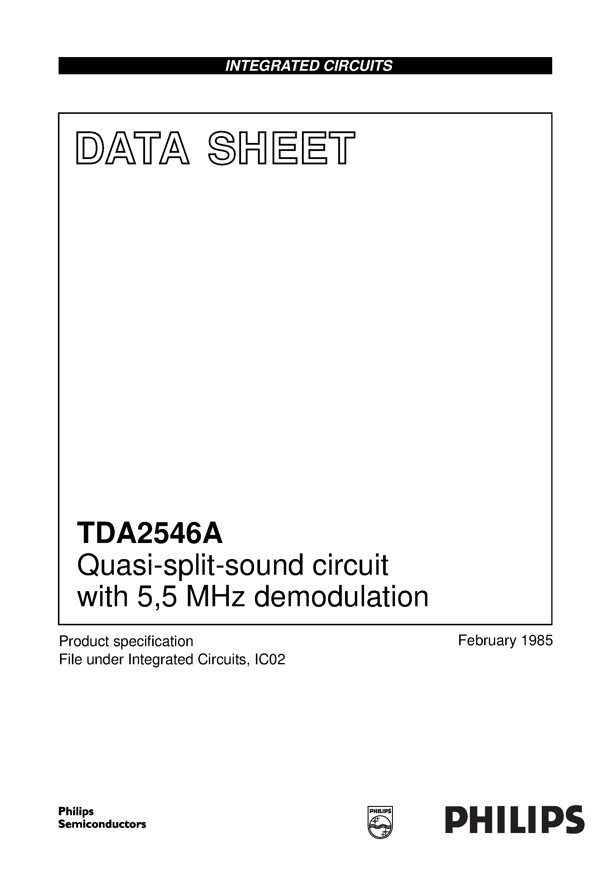 Даташит TDA2546A - Quasi-split-sound circuit with 5/5 MHz demodulation страница 1