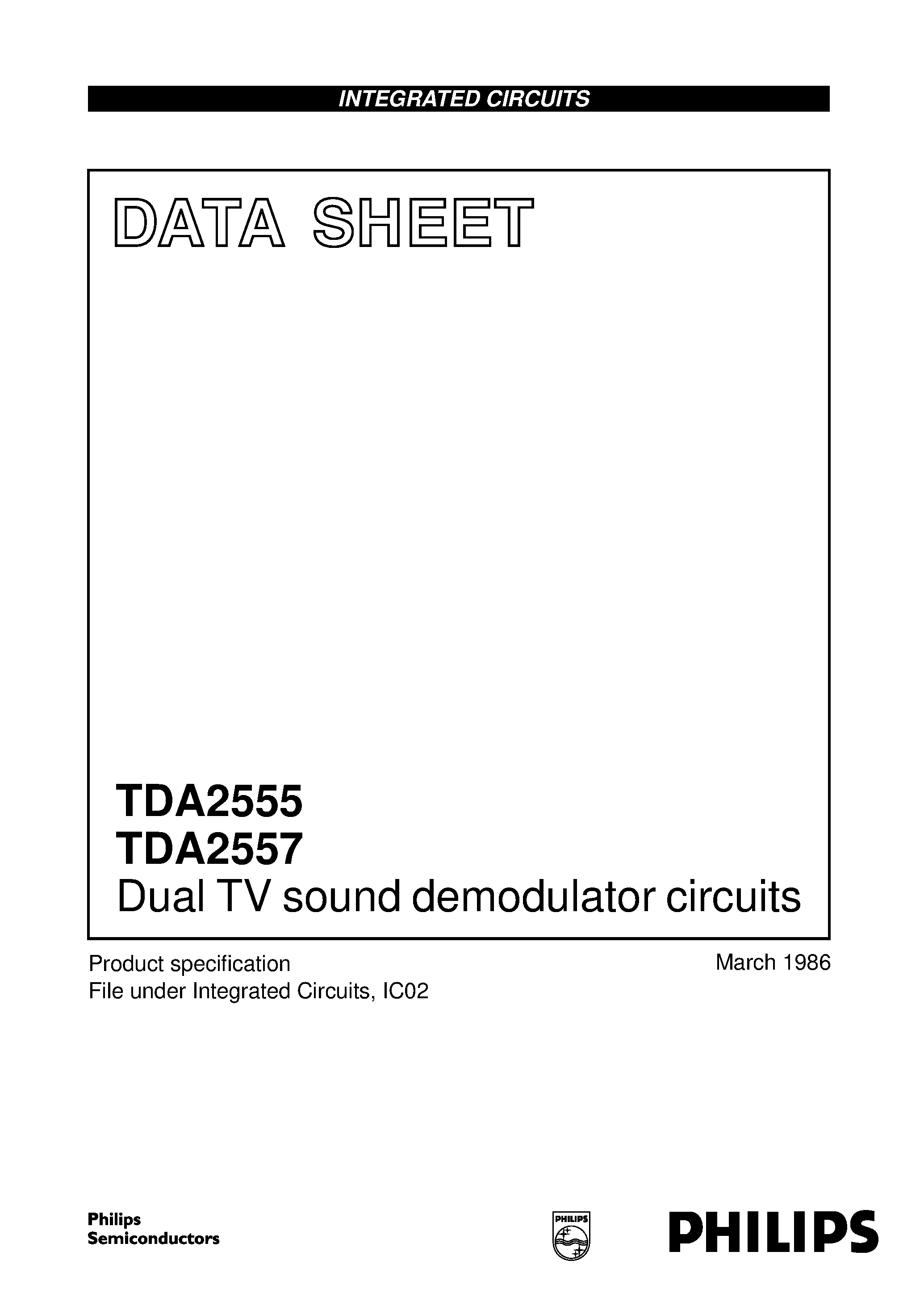 Datasheet TDA2555 - Dual TV sound demodulator circuits page 1