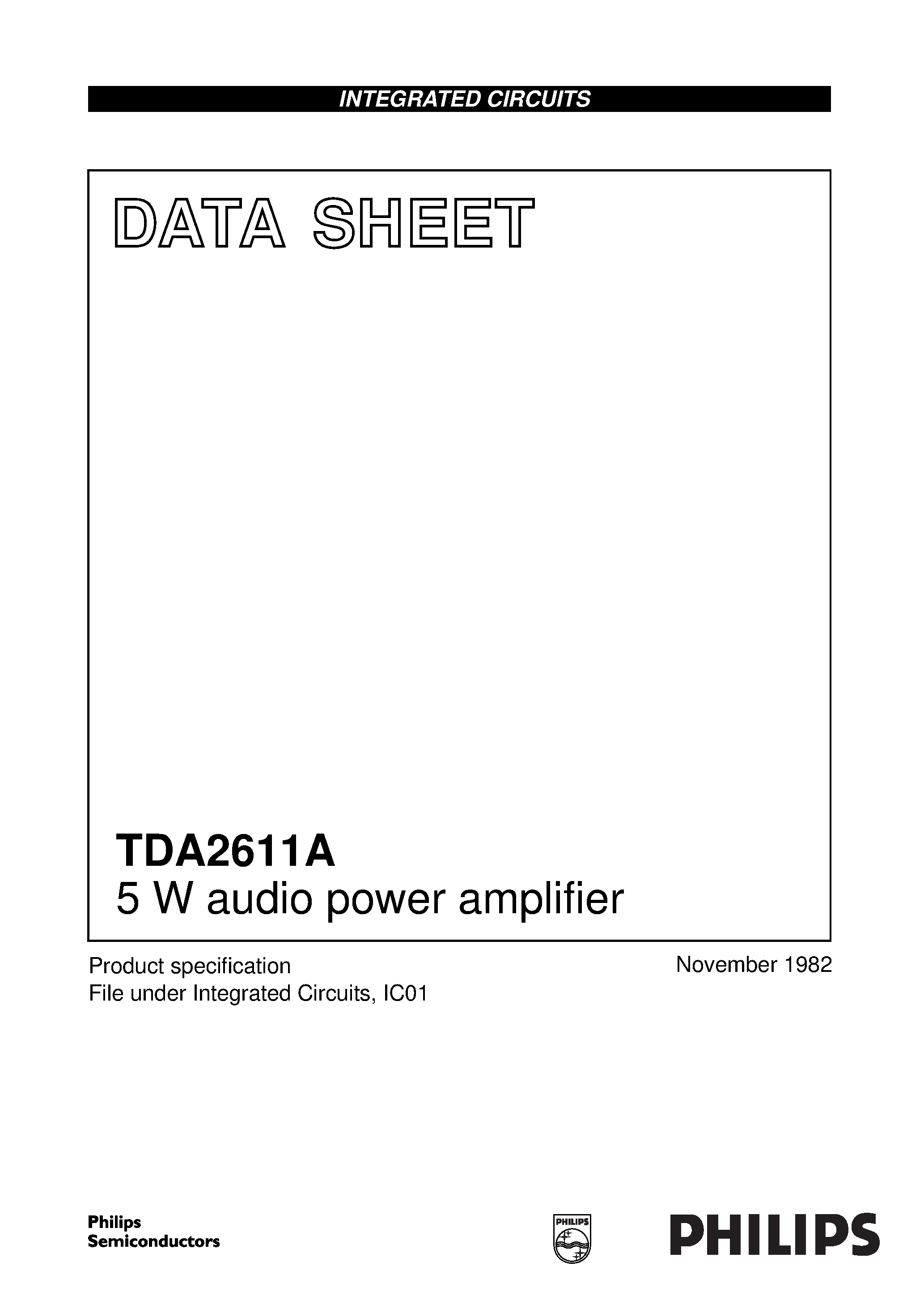 Datasheet TDA2611 - 5 W audio power amplifier page 1
