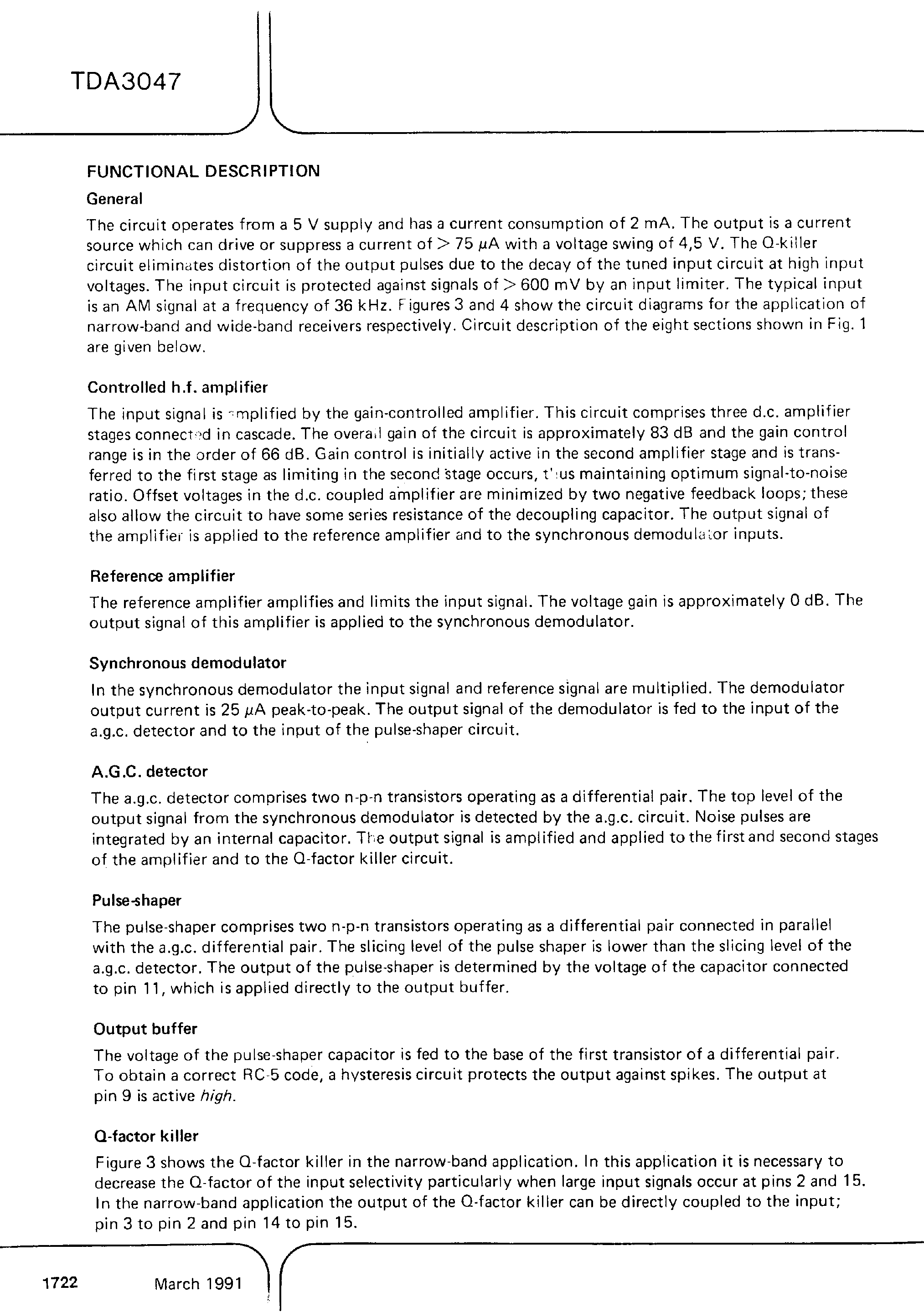 Datasheet TDA3047P page 2 Datasheet TDA3047P - INFRARED RECEIVER page 2