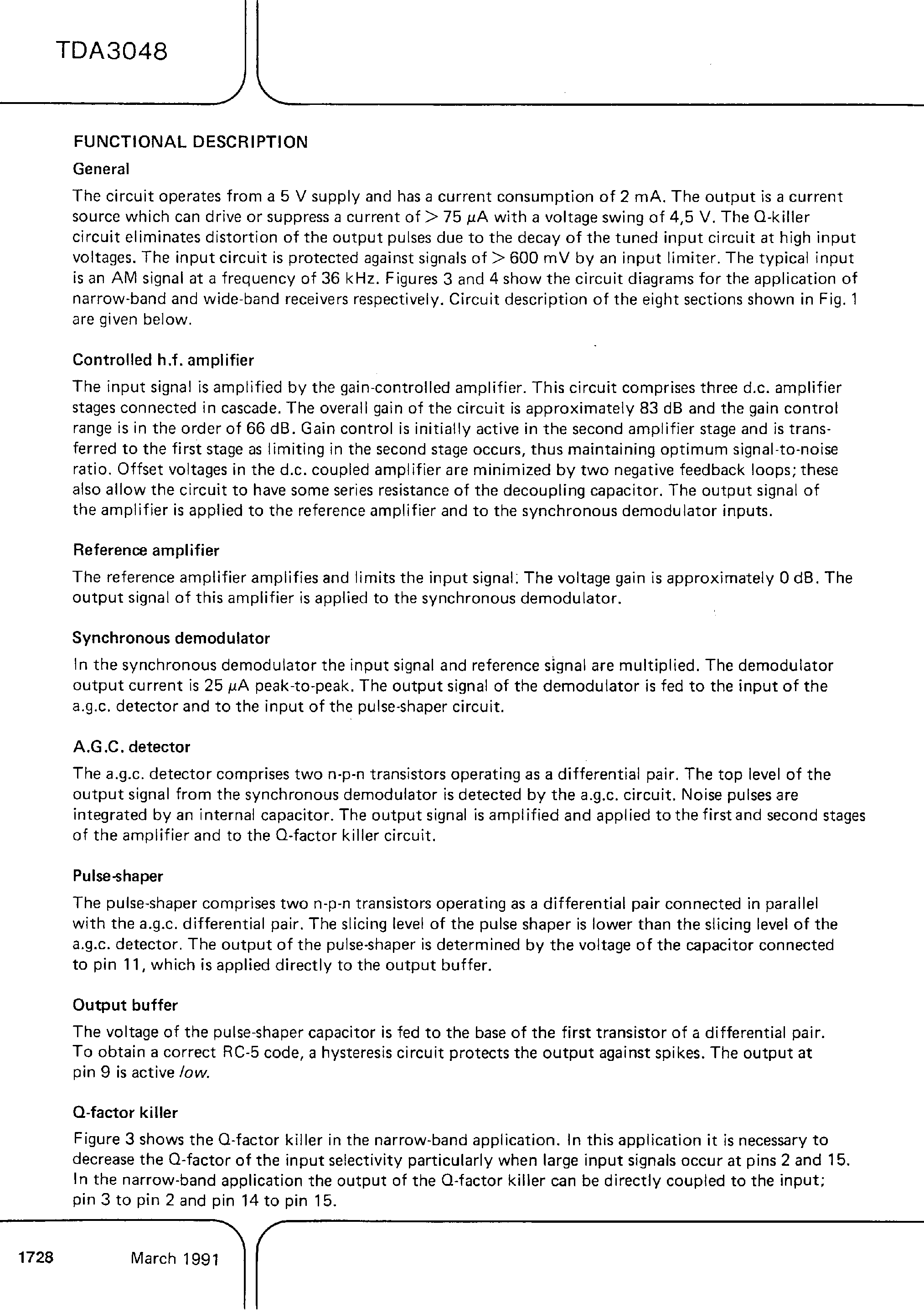 Datasheet TDA3048T - INFRARED RECEIVER page 2