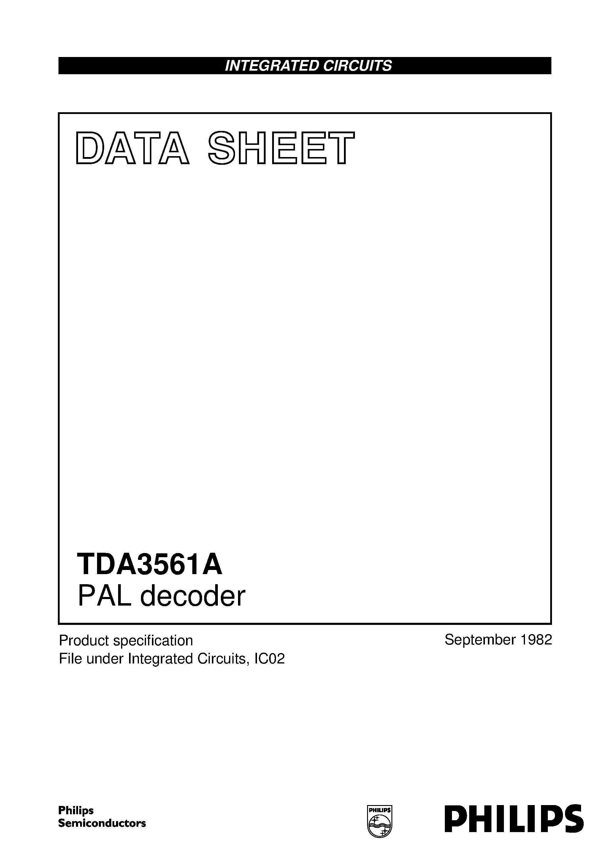 Datasheet TDA3561A - PAL decoder page 1