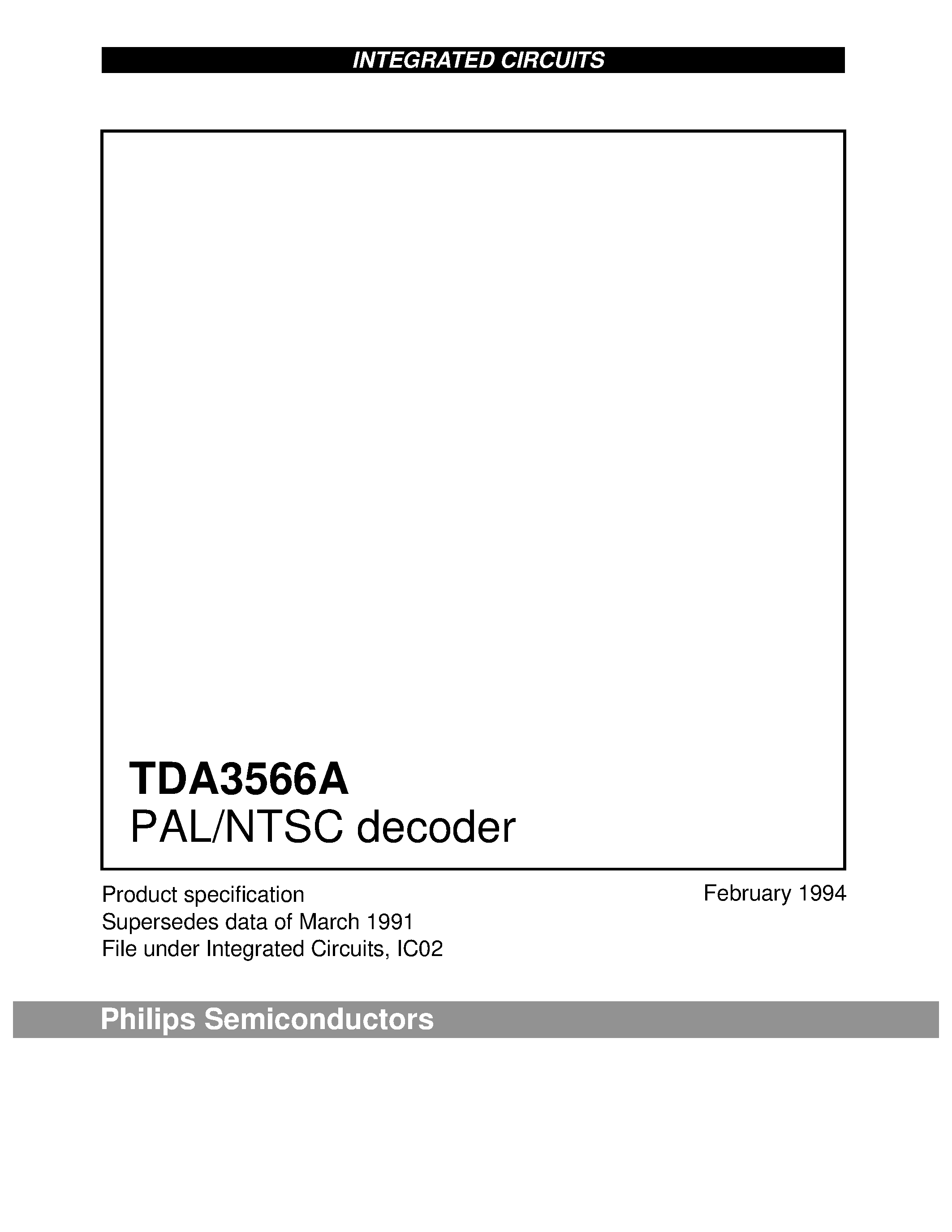 Datasheet TDA3566A - PAL/NTSC decoder page 1