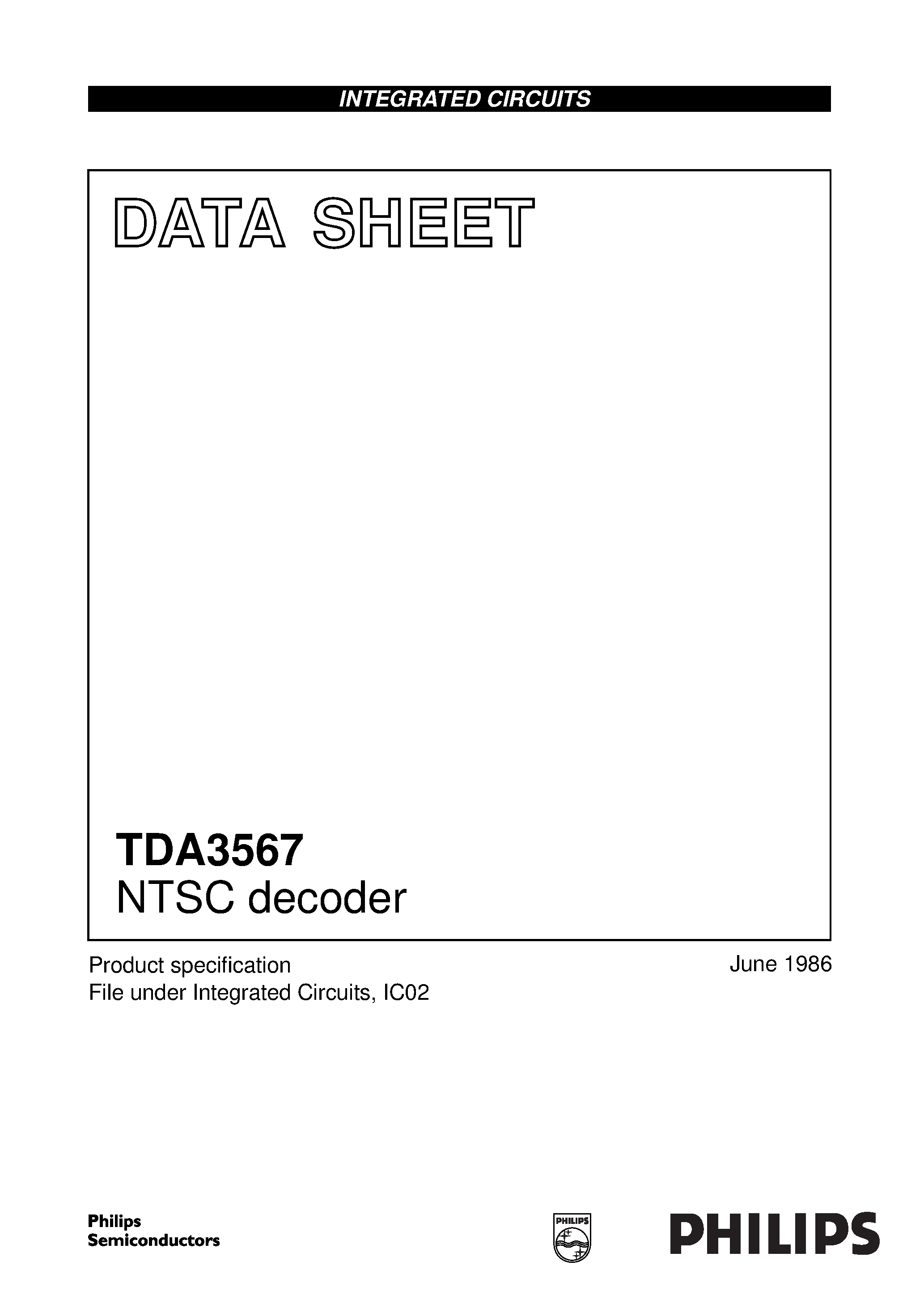 Datasheet TDA3567 - NTSC decoder page 1