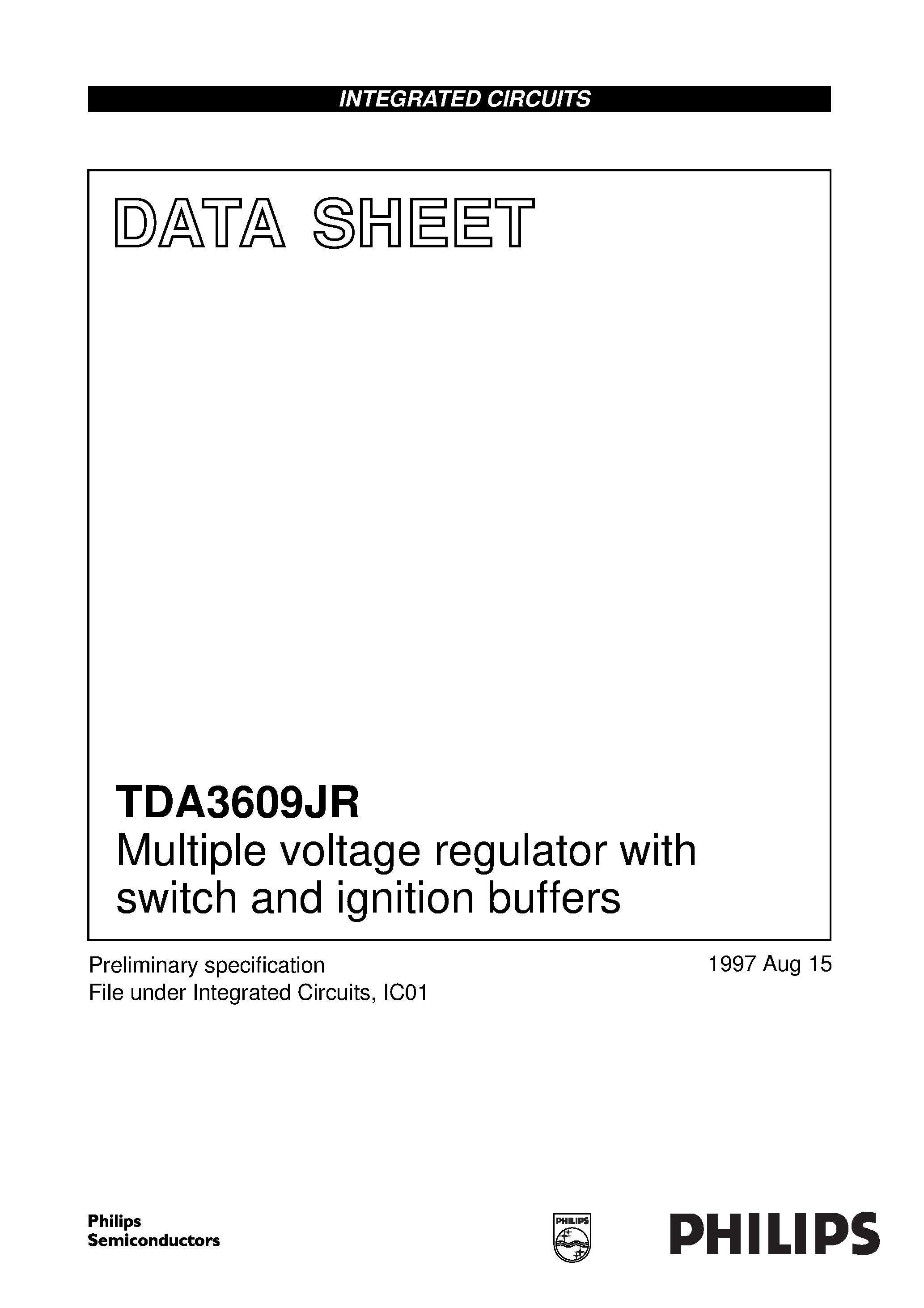Datasheet TDA3609 - Multiple voltage regulator with switch and ignition buffers page 1