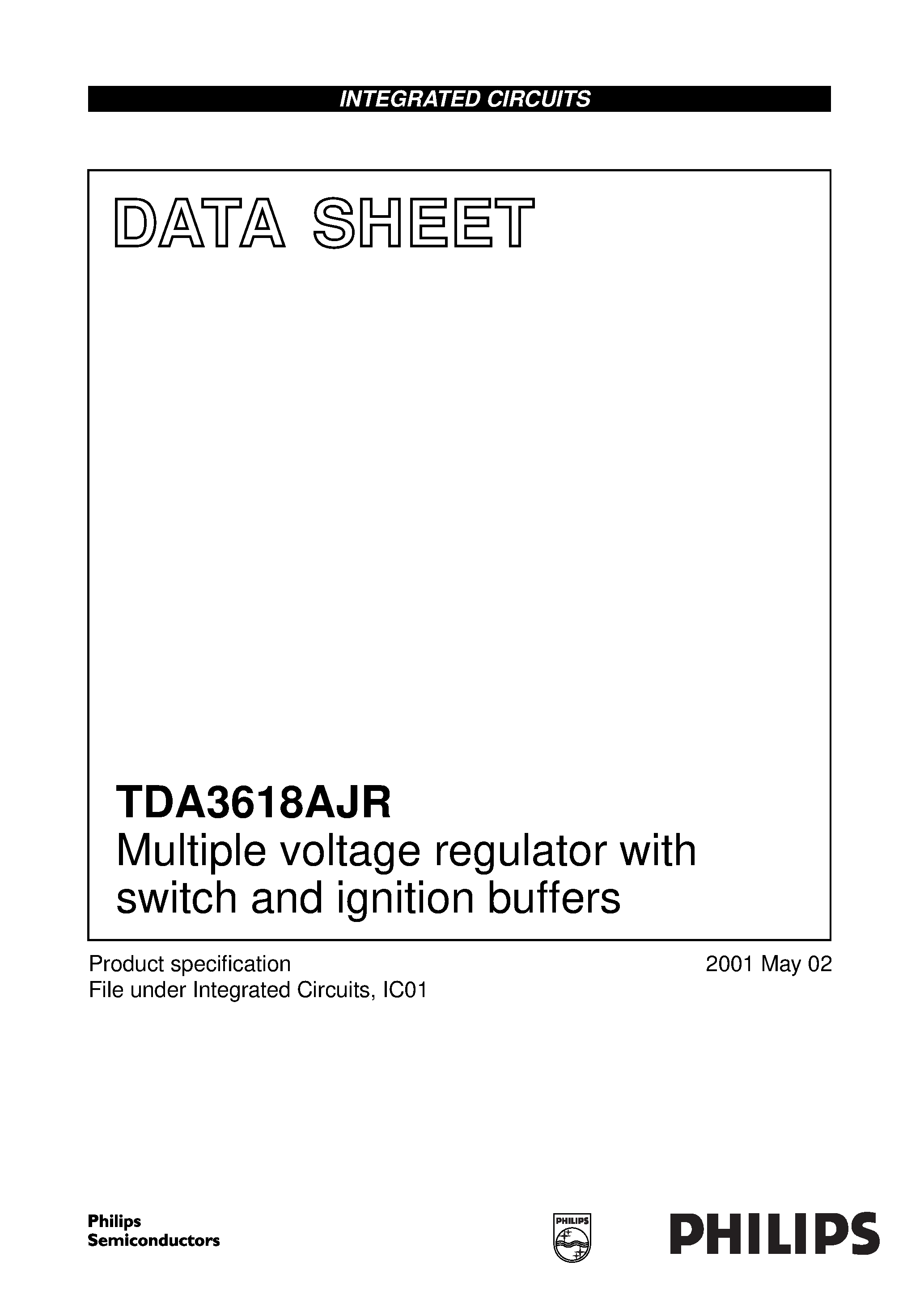 Datasheet TDA3618 - Multiple voltage regulator with switch and ignition buffers page 1