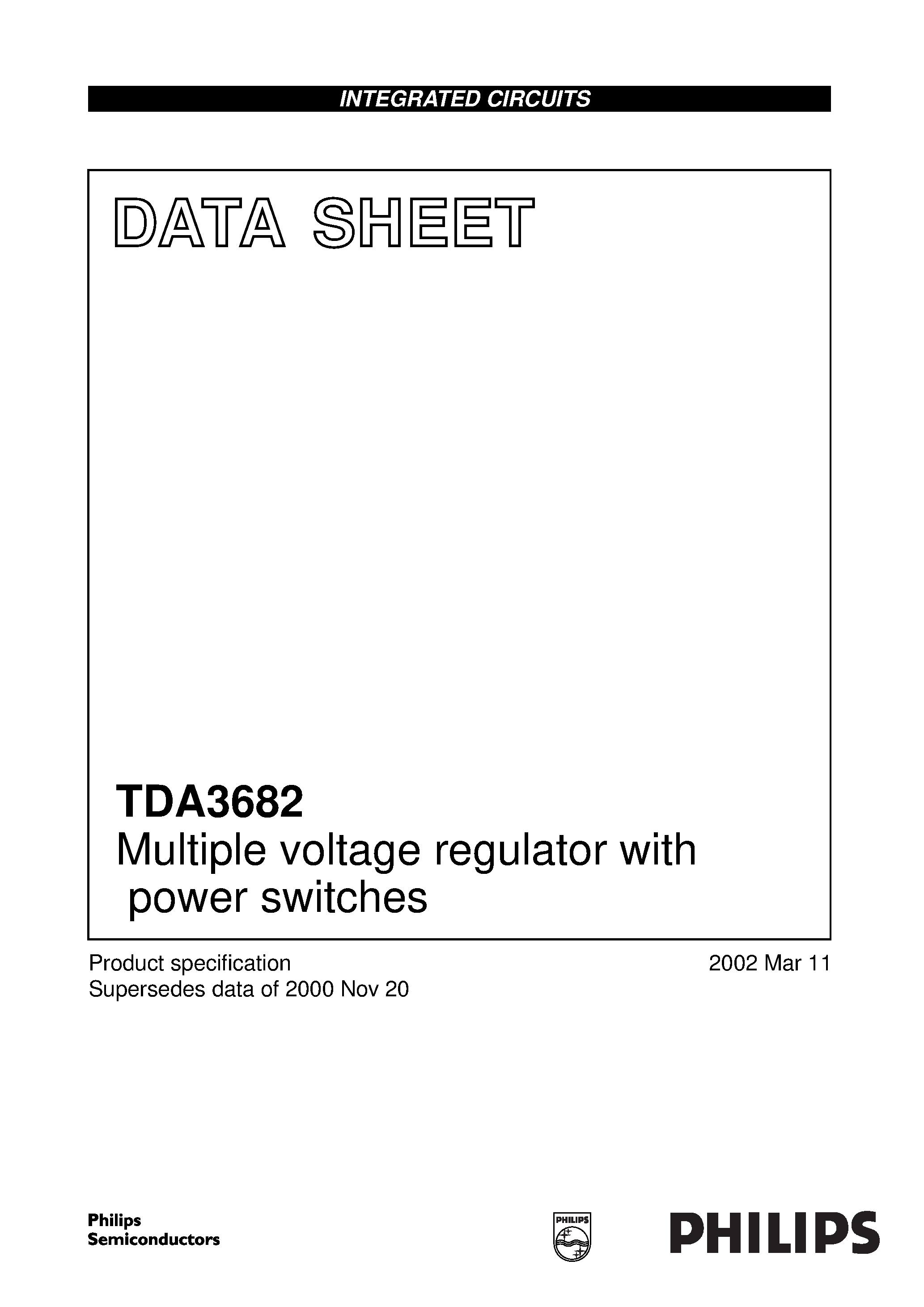 Datasheet TDA3682ST - Multiple voltage regulator with power switches page 1