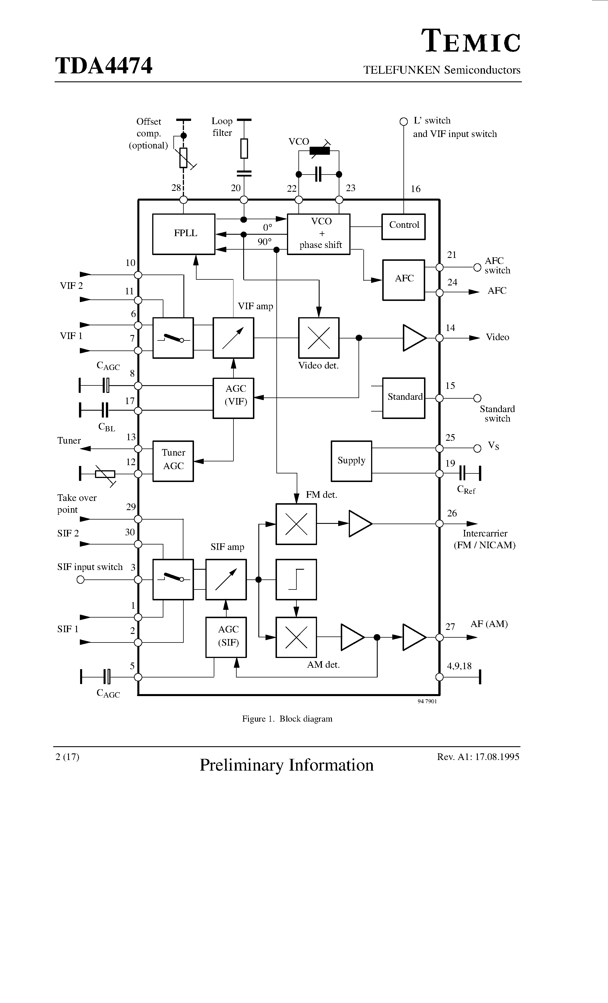 Datasheet TDA4474 page 2 Datasheet TDA4474 - Multistandard Video-IF and Quasi Parallel Sound Processing page 2