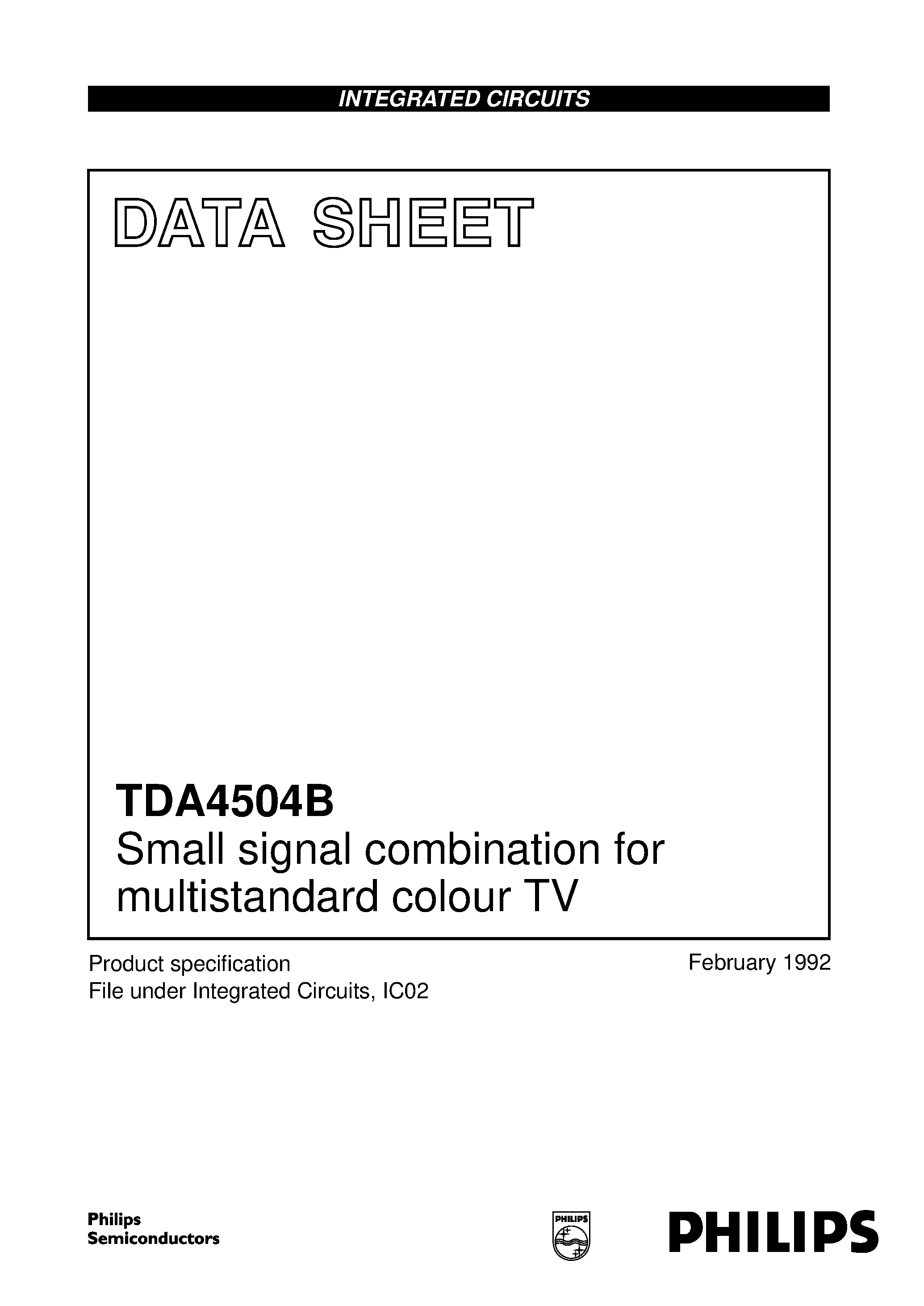 Datasheet TDA4504B - Small signal combination for multistandard colour TV page 1