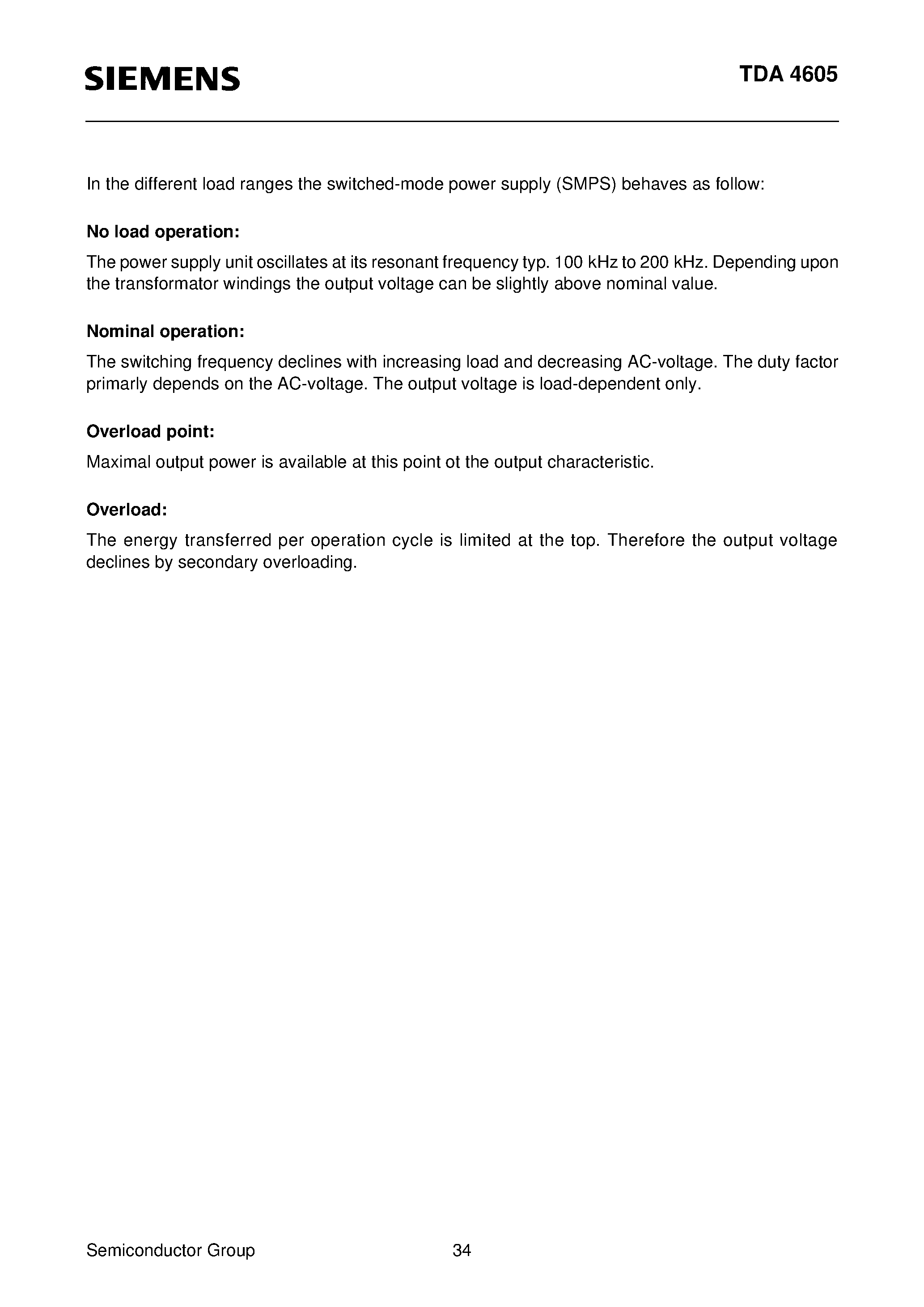 Datasheet TDA4605 page 2 Datasheet TDA4605 - Control IC for Switched-Mode Power Supplies using MOS-Transistors page 2