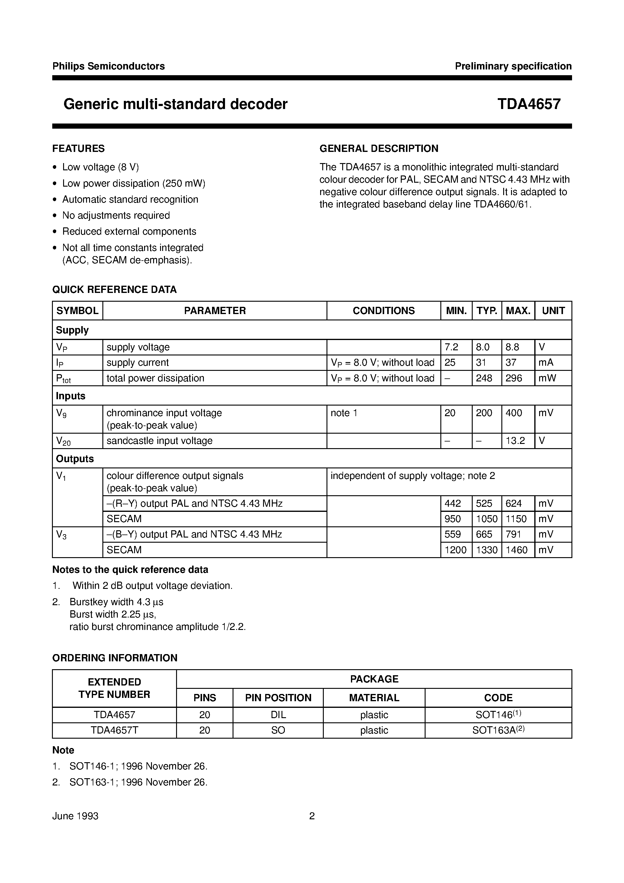 Datasheet TDA4657 - Generic multi-standard decoder page 2
