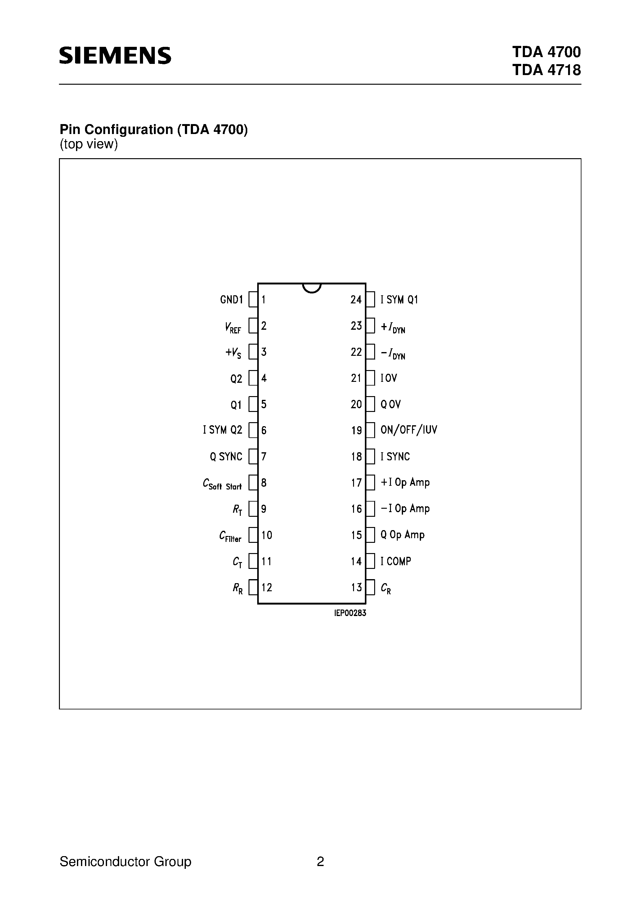 Datasheet TDA4700 - Control IC for Single-Ended and Push-Pull Switched-Mode Power Supplies SMPS page 2