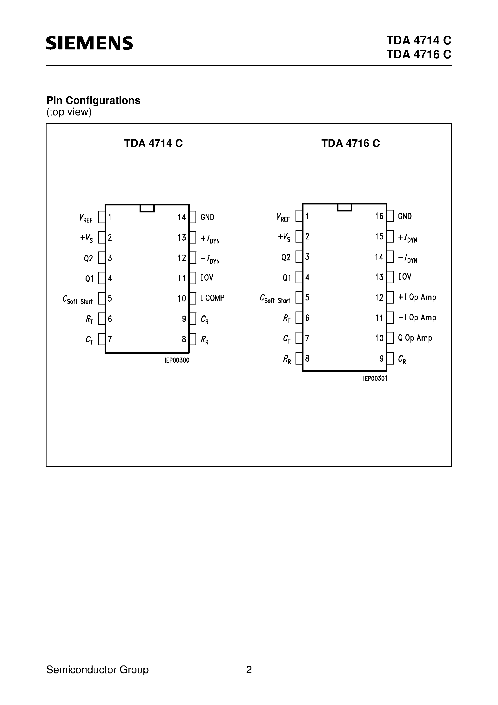 Datasheet TDA4716C page 2 Datasheet TDA4716C - IC for Switched-Mode Power Supplies (SMPS) page 2