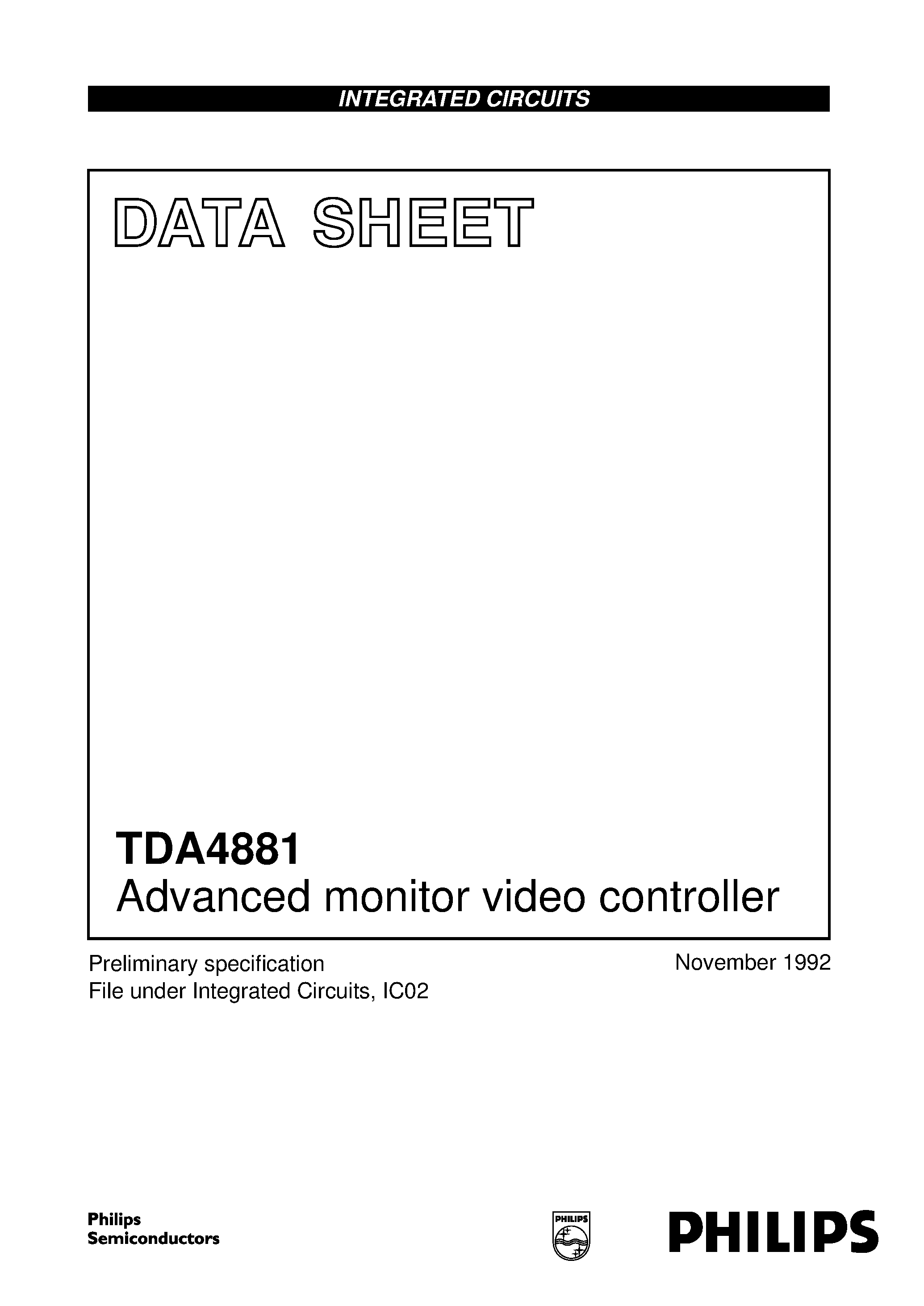 Даташит TDA4881 - Advanced monitor video controller страница 1
