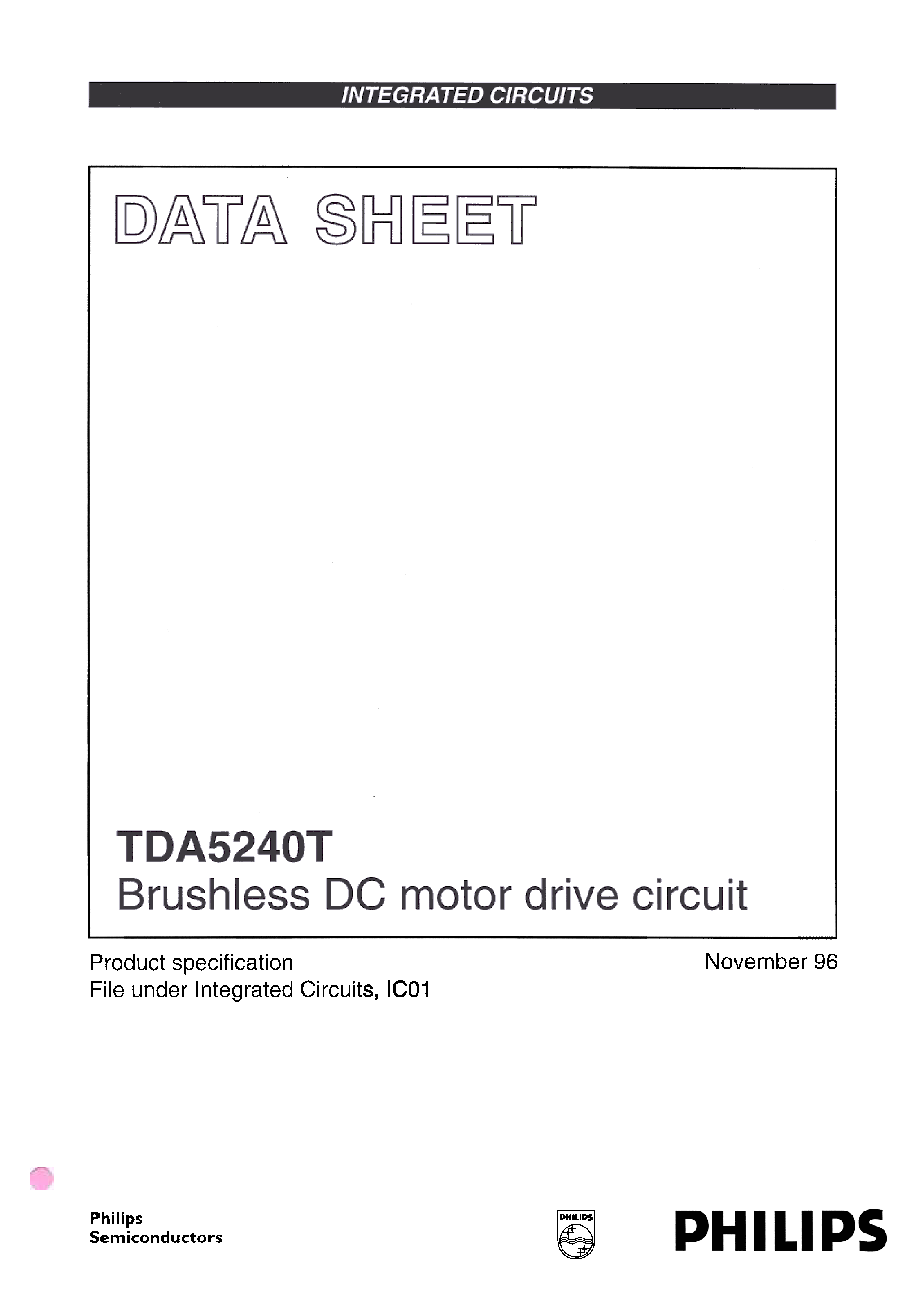 Даташит TDA5240T - Brushless DC motor drive circuit страница 1