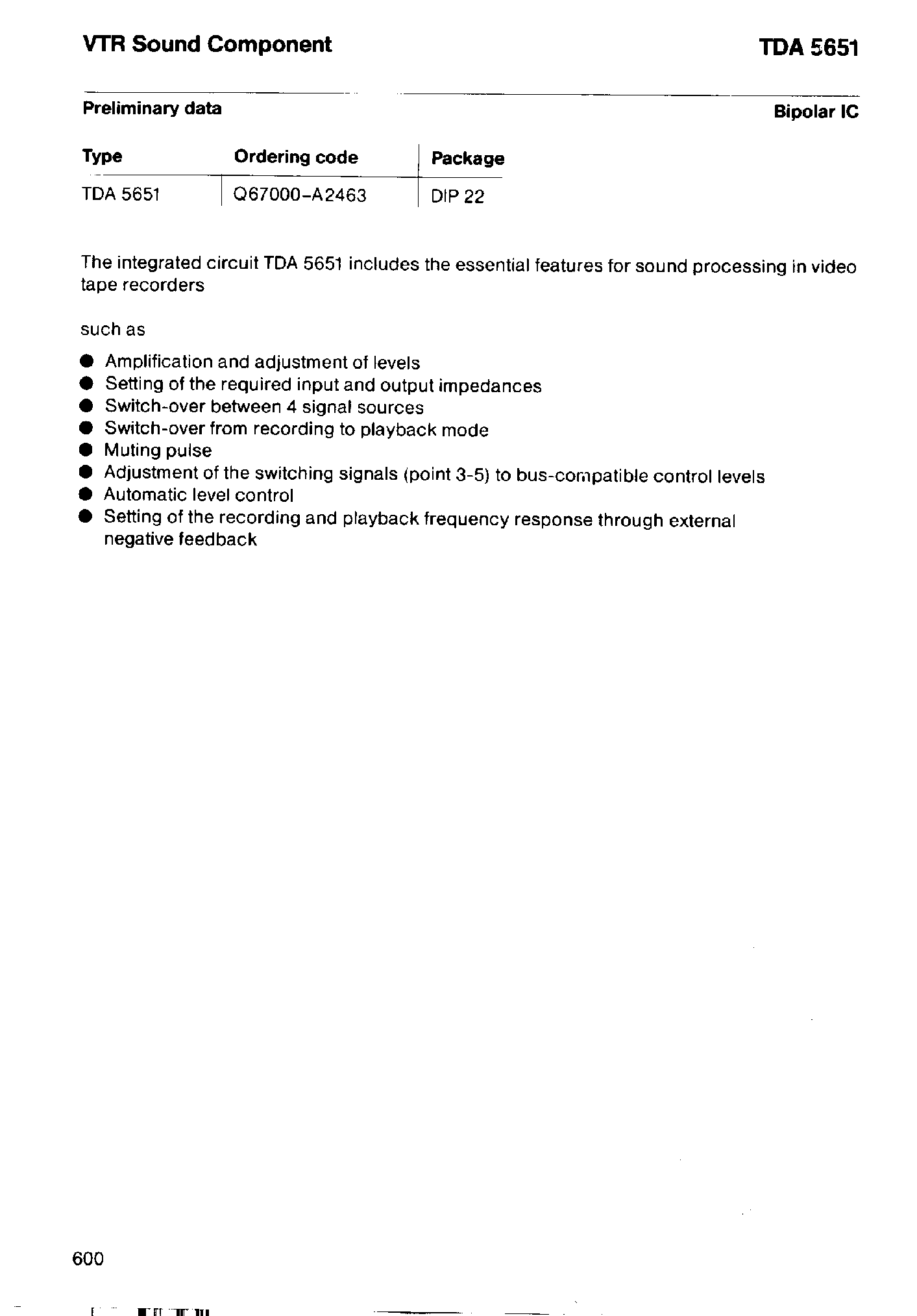 Datasheet TDA5651 - INTEGRATED CIRCUIT page 1