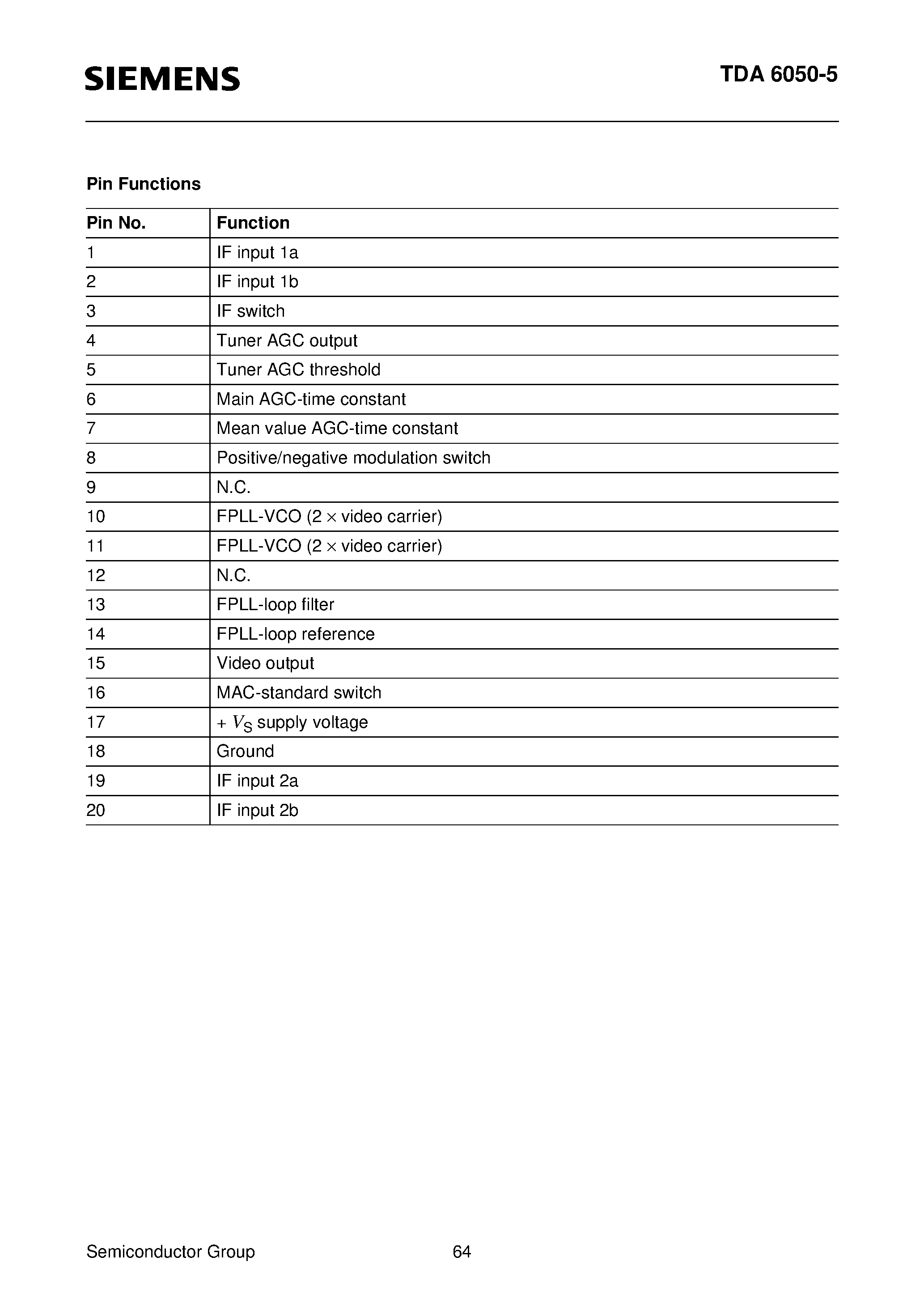Даташит TDA6050-5 - Video IF with FPLL/ MAC State страница 2