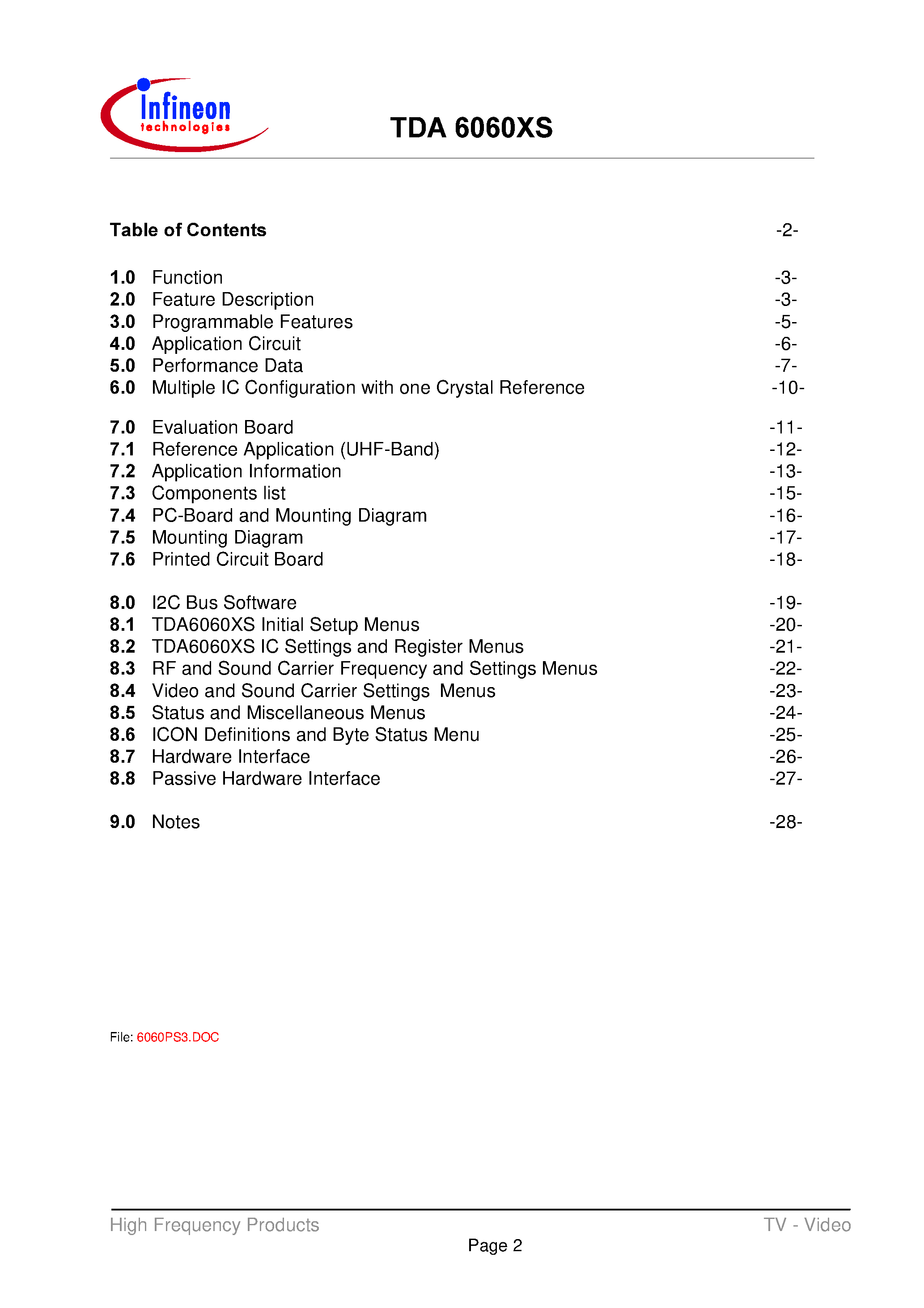 Даташит TDA6060XS - Video-Modulator with PLL страница 2
