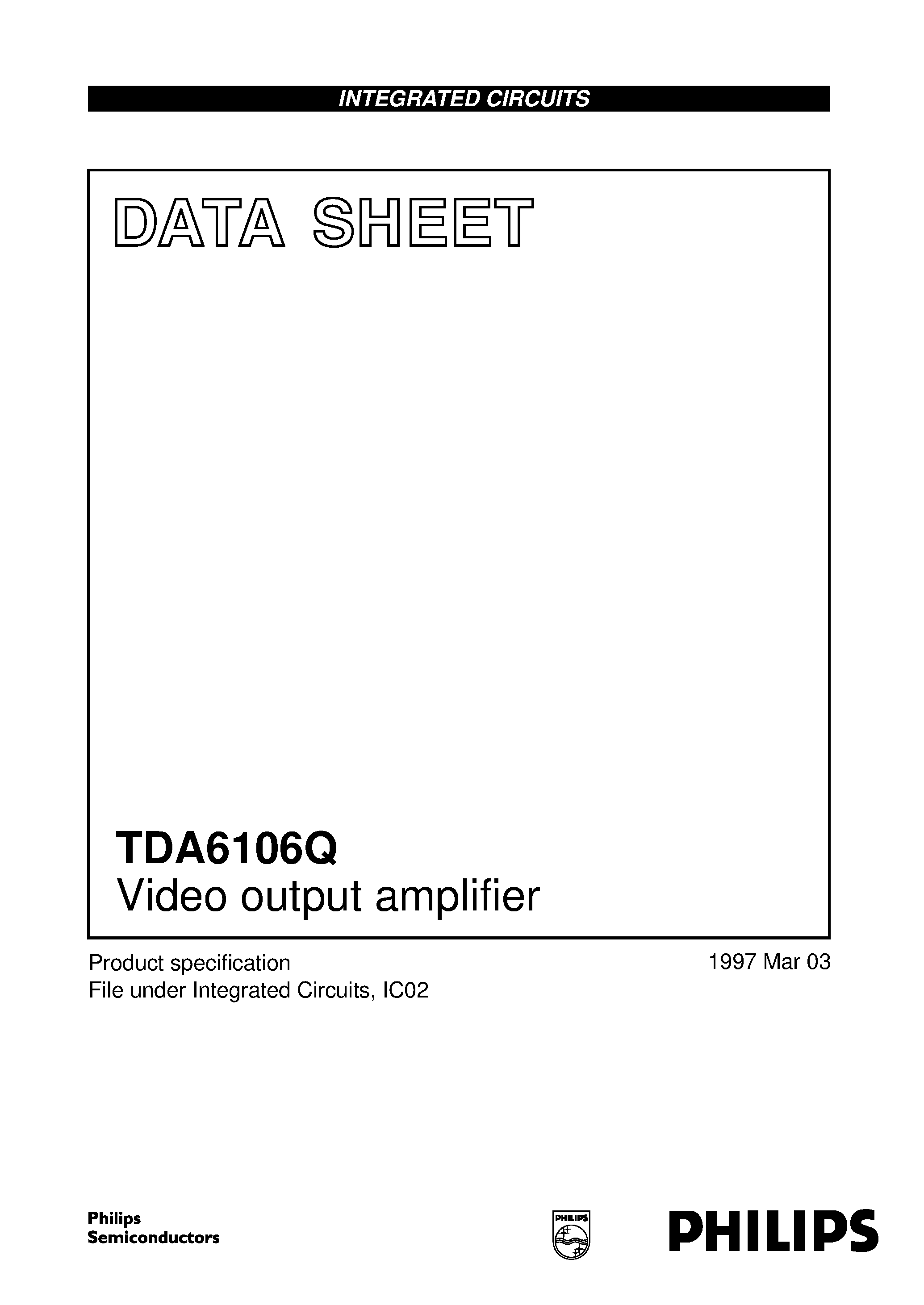 Даташит TDA6106 - Video output amplifier страница 1