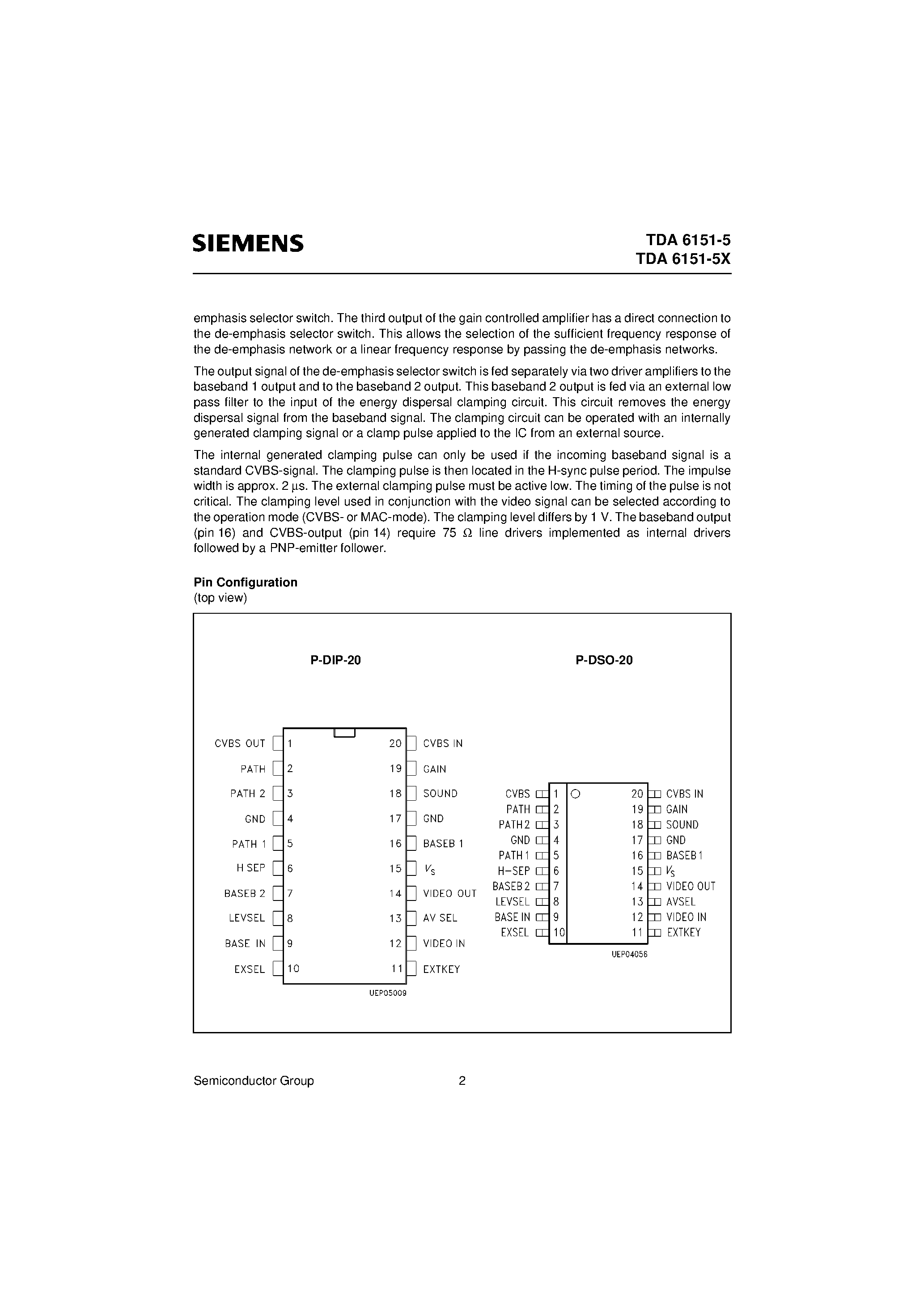 Даташит TDA6151-5 - Satellite-Video IC страница 2