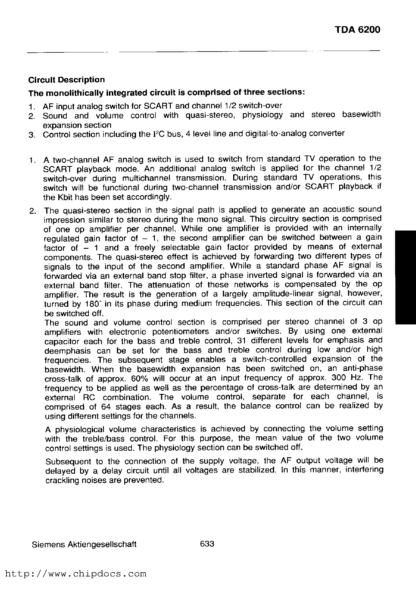 Даташит на микросхему TDA6200 страница 2 Даташит TDA6200 - TV Stereo Tone Control IC with Quasi-Stereo Section/ <br> Channel 1/2 Switch/ SCART Input/ and I2C Bus Control страница 2