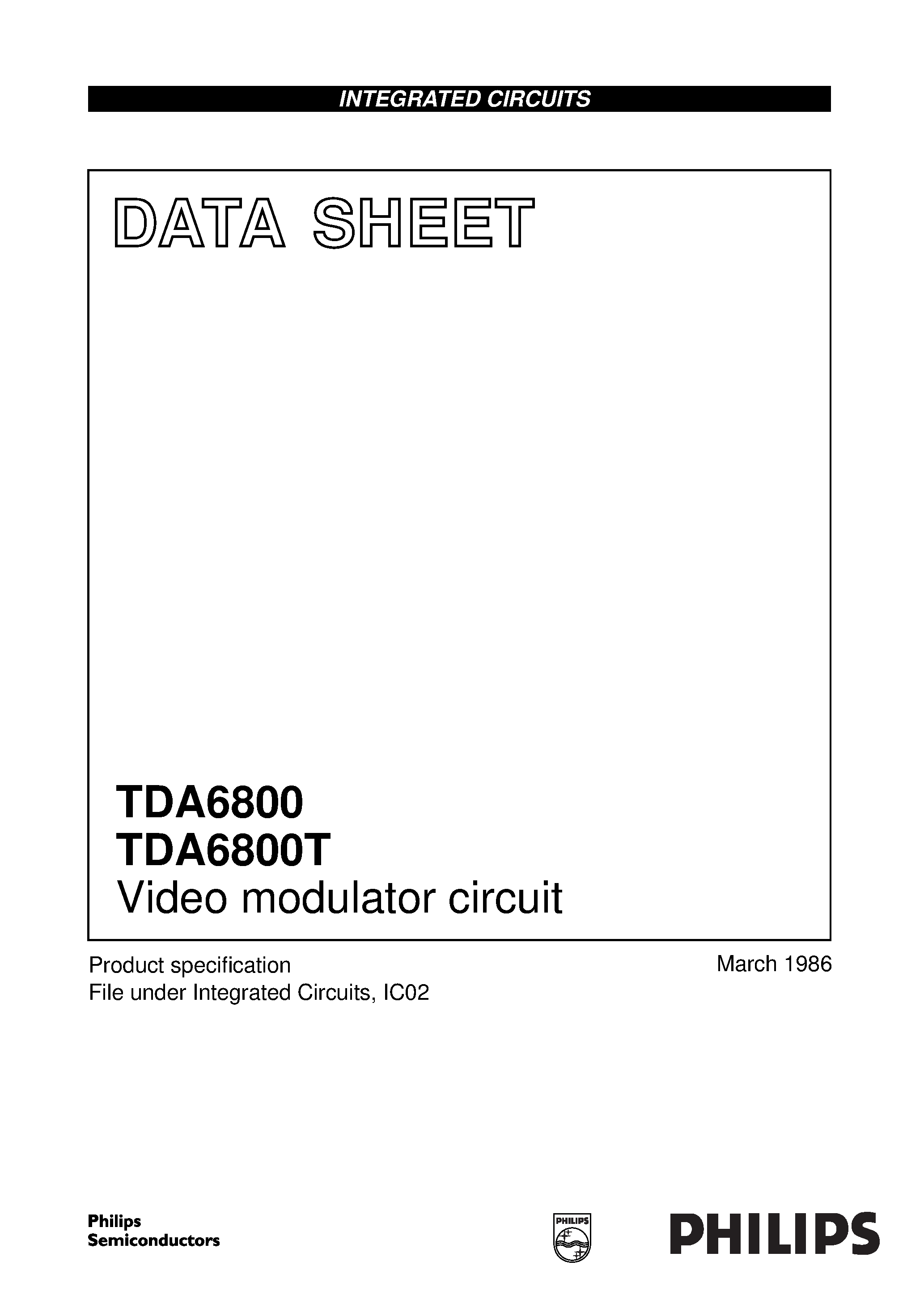 Даташит TDA6800 - Video modulator circuit страница 1