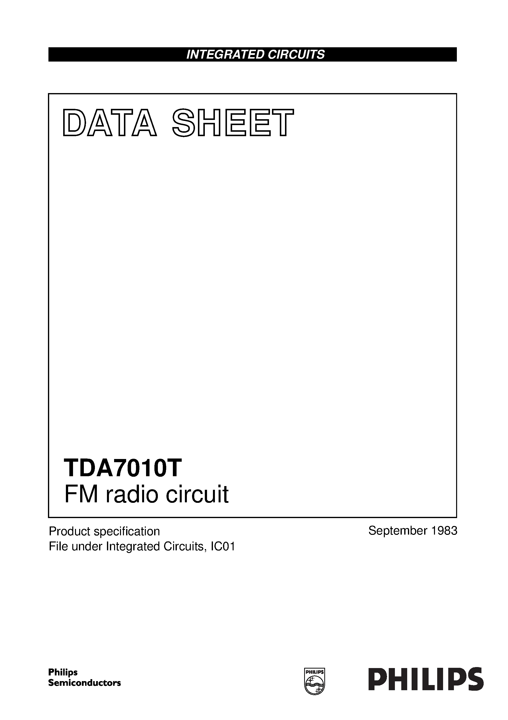 Даташит TDA7010T - FM radio circuit страница 1